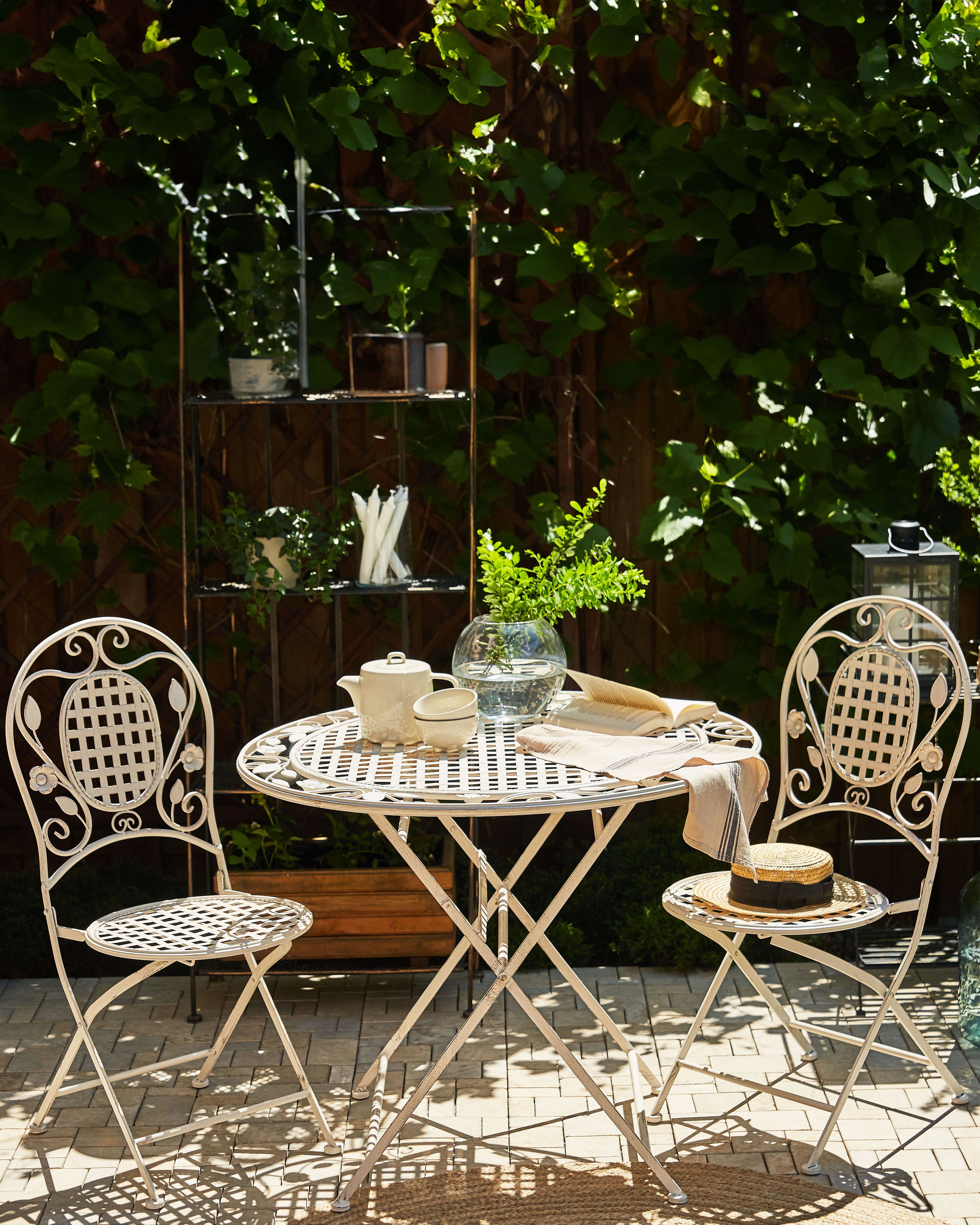 Set of 4 Garden Chairs BIVIO Folding Metal Off-White