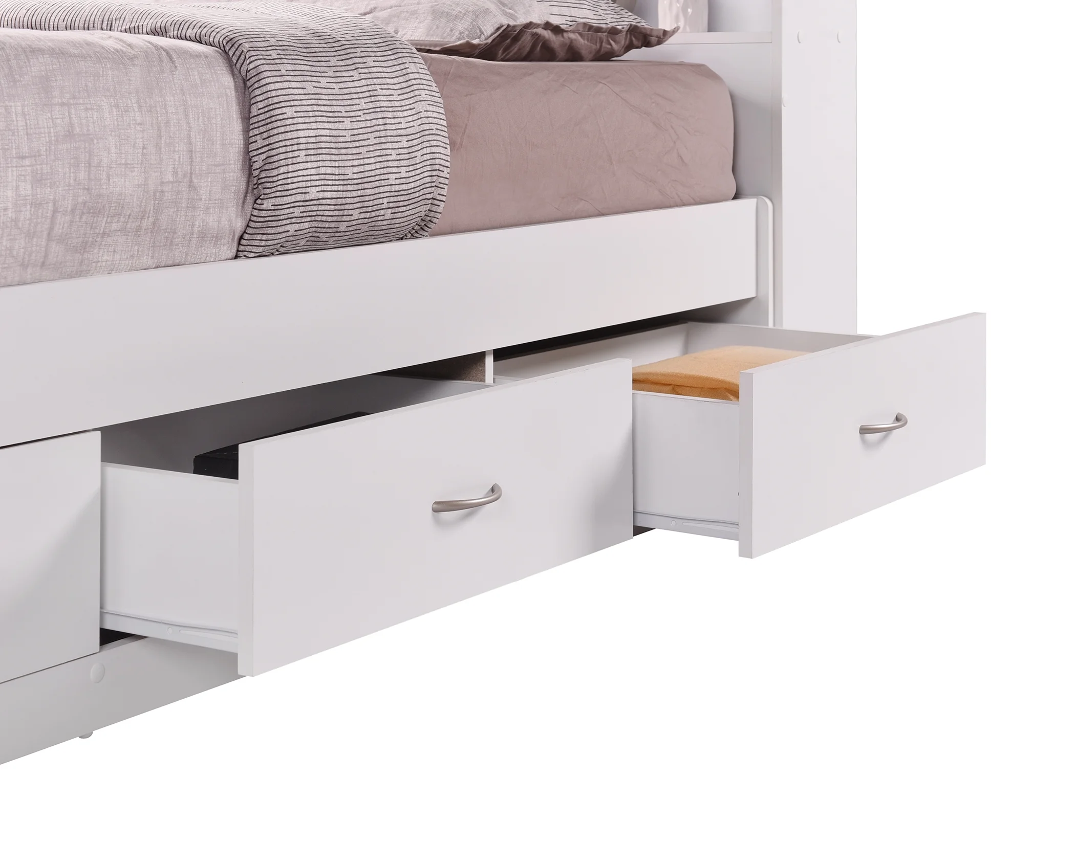 Hodedah Twin-Size Captain Bed with 3-Drawers and Headboard in White - Image 12