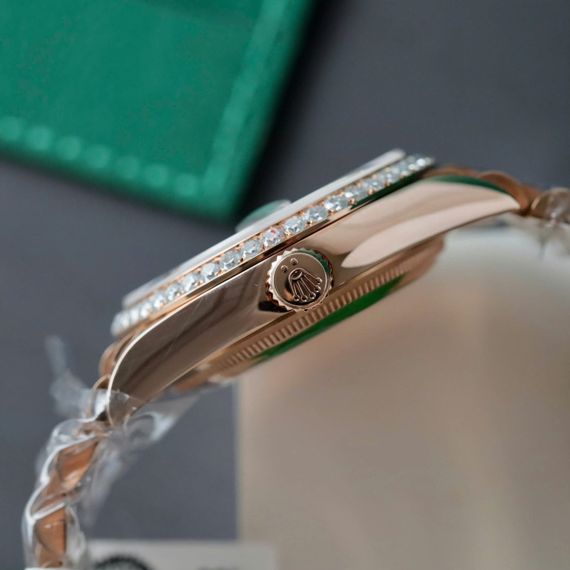 Rolex Day-Date Eisenkiesel Dial Copies Watch Gold Wrapped + Diamonds Moissanite GM Factory 36mm - Elite Watch Atelier