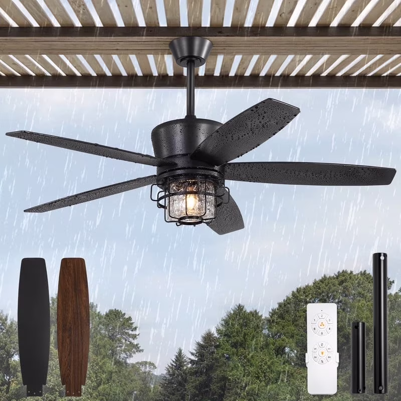 Zardon 20" Outdoor Ceiling Fan with Light and Remote, 7 Blades Caged Waterproof Gazebo Fan for Patio, Porch, Pergola Canopy, App Control - Image 7