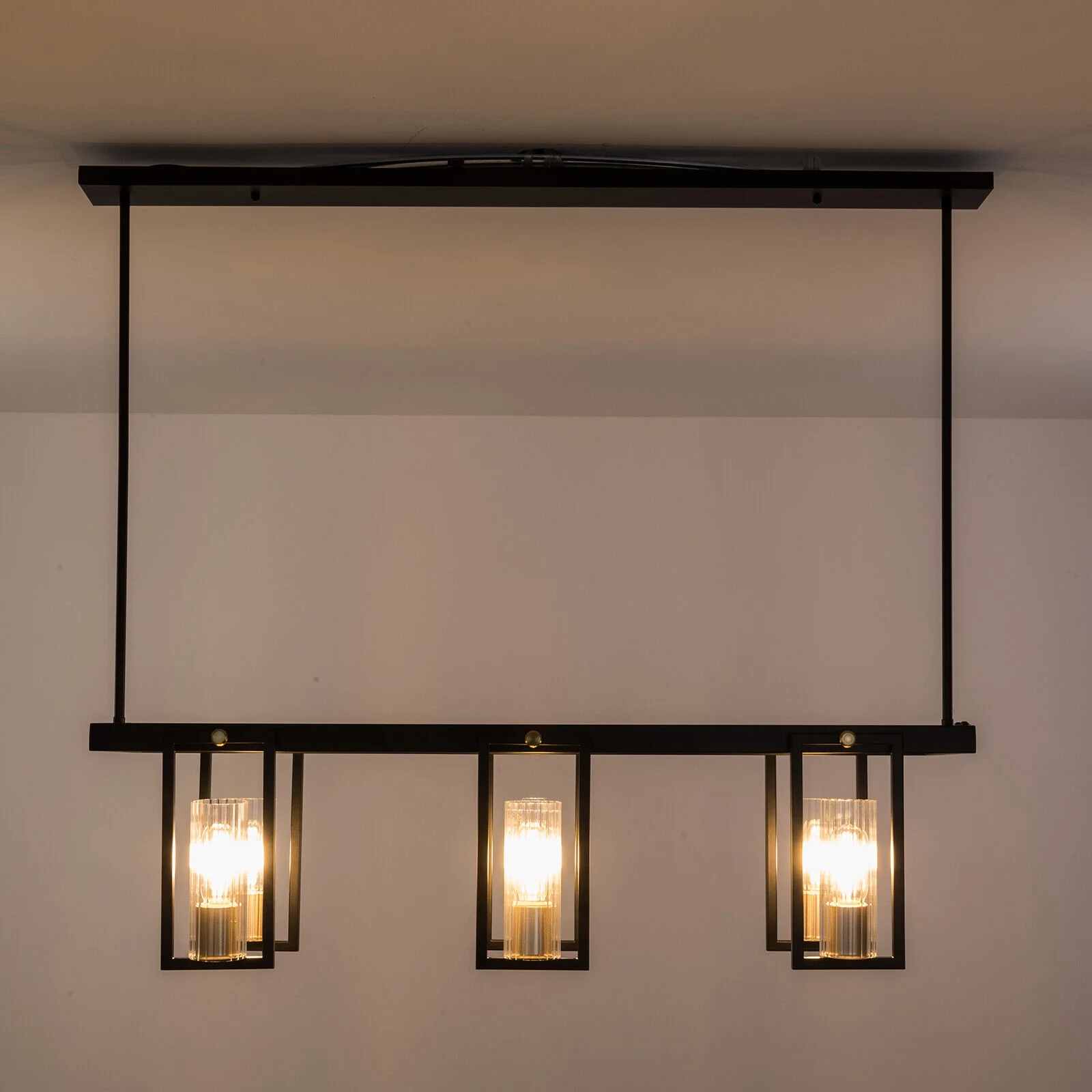 Gold Finish 6-Light Kitchen Island Lighting, Modern Linear Pendant Light Fixture