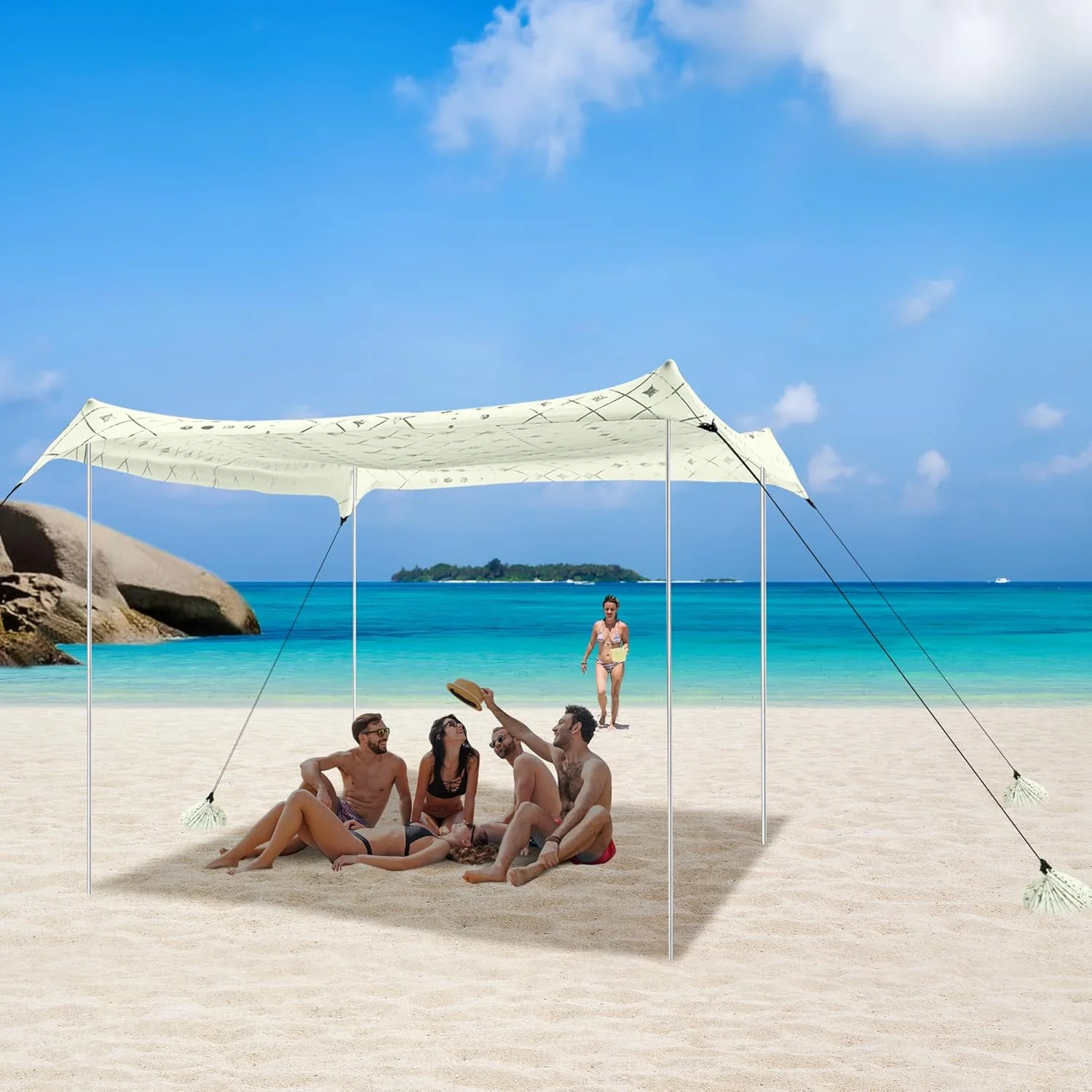 Beach Tent, UPF 50+ Beach Canopy Sun Shade, Portable 10×10 FT Large Pop-Up Beach Tent Sun Shelter with Sand Anchors, Ground Pegs, Easy Setup for Beach, Camping, Park, and Backyard Fun - Image 18