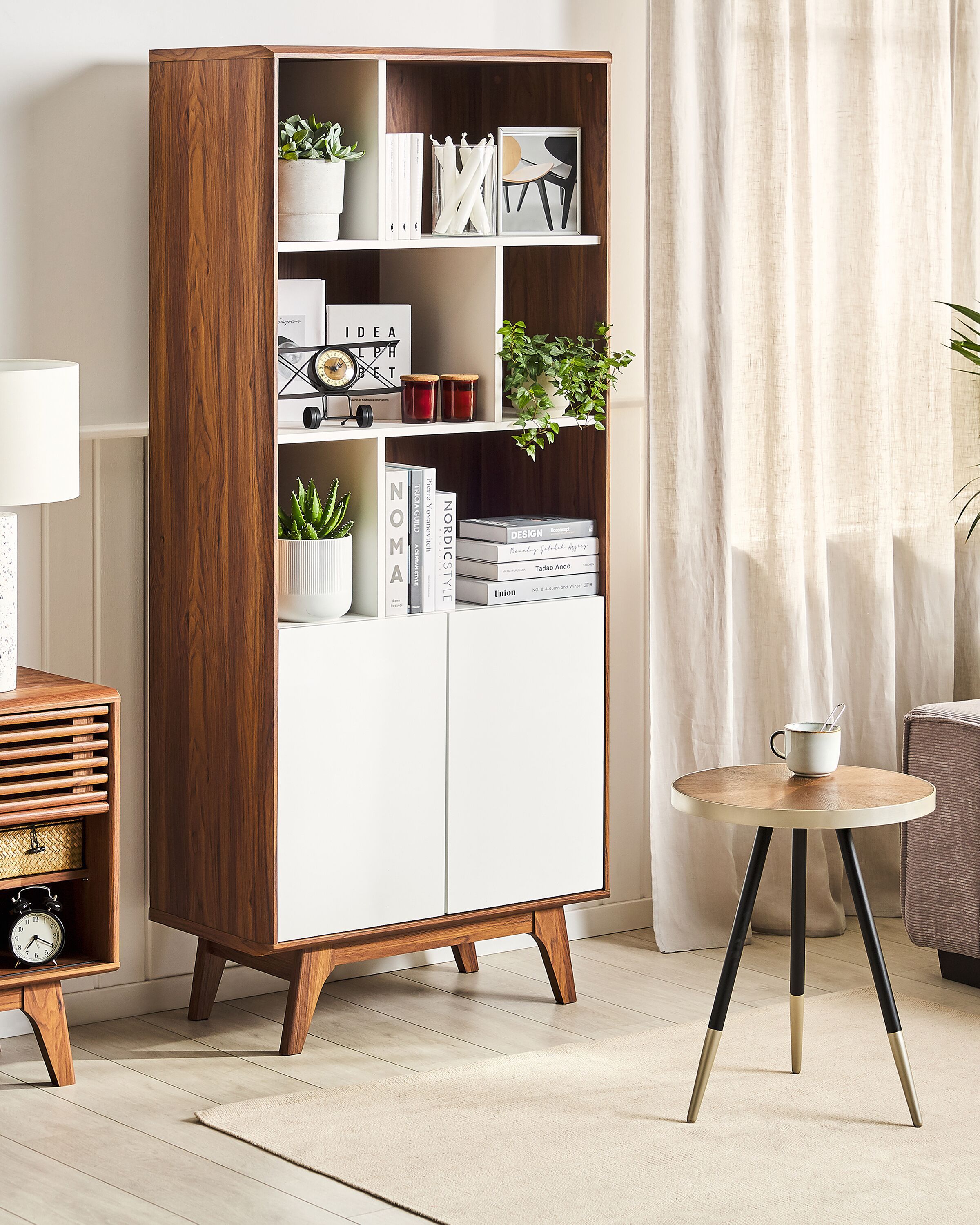 Shelving Unit COLUMBUS 182 cm Brown/ White