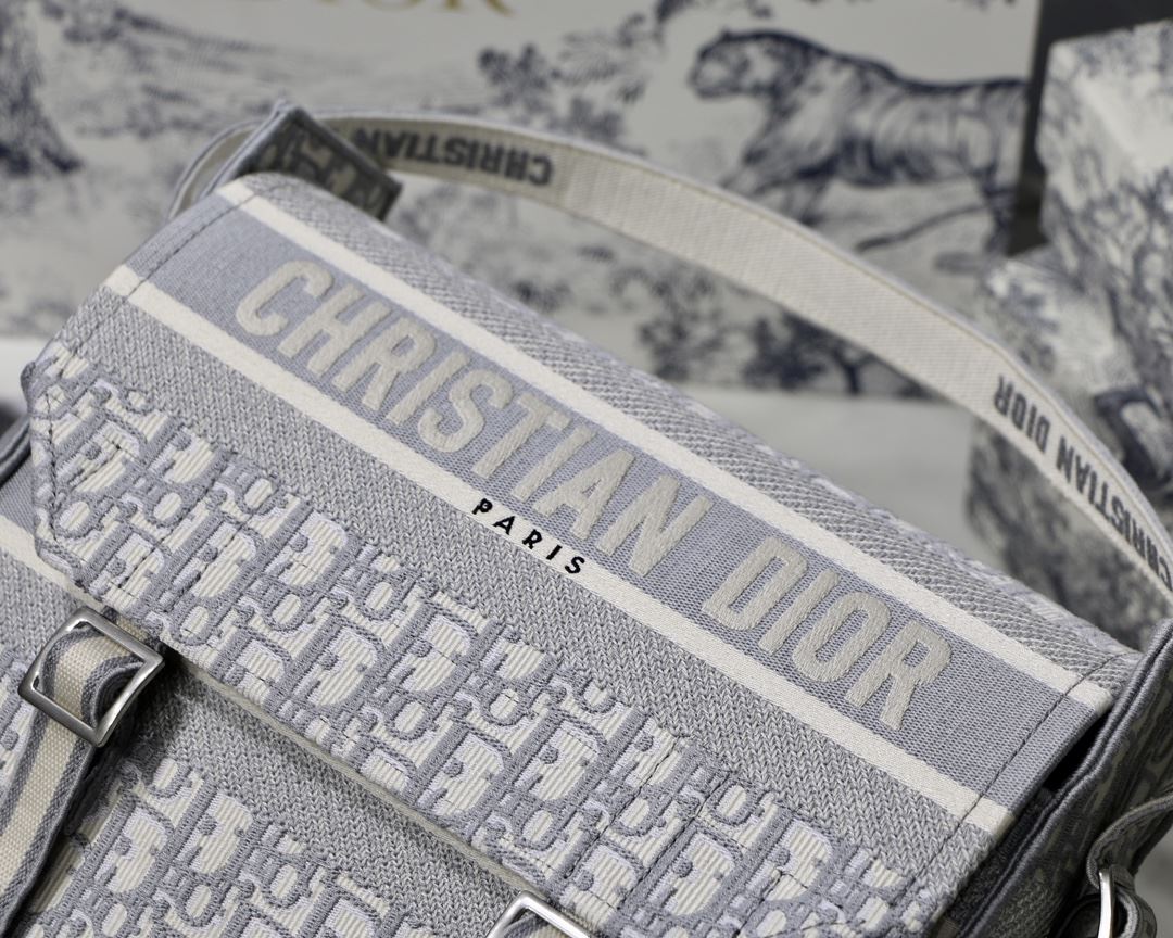 Camp Bag Oblique Embroidery Blue/Grey For Women‎ 11in/ 28cm CD1:1High-quality replica