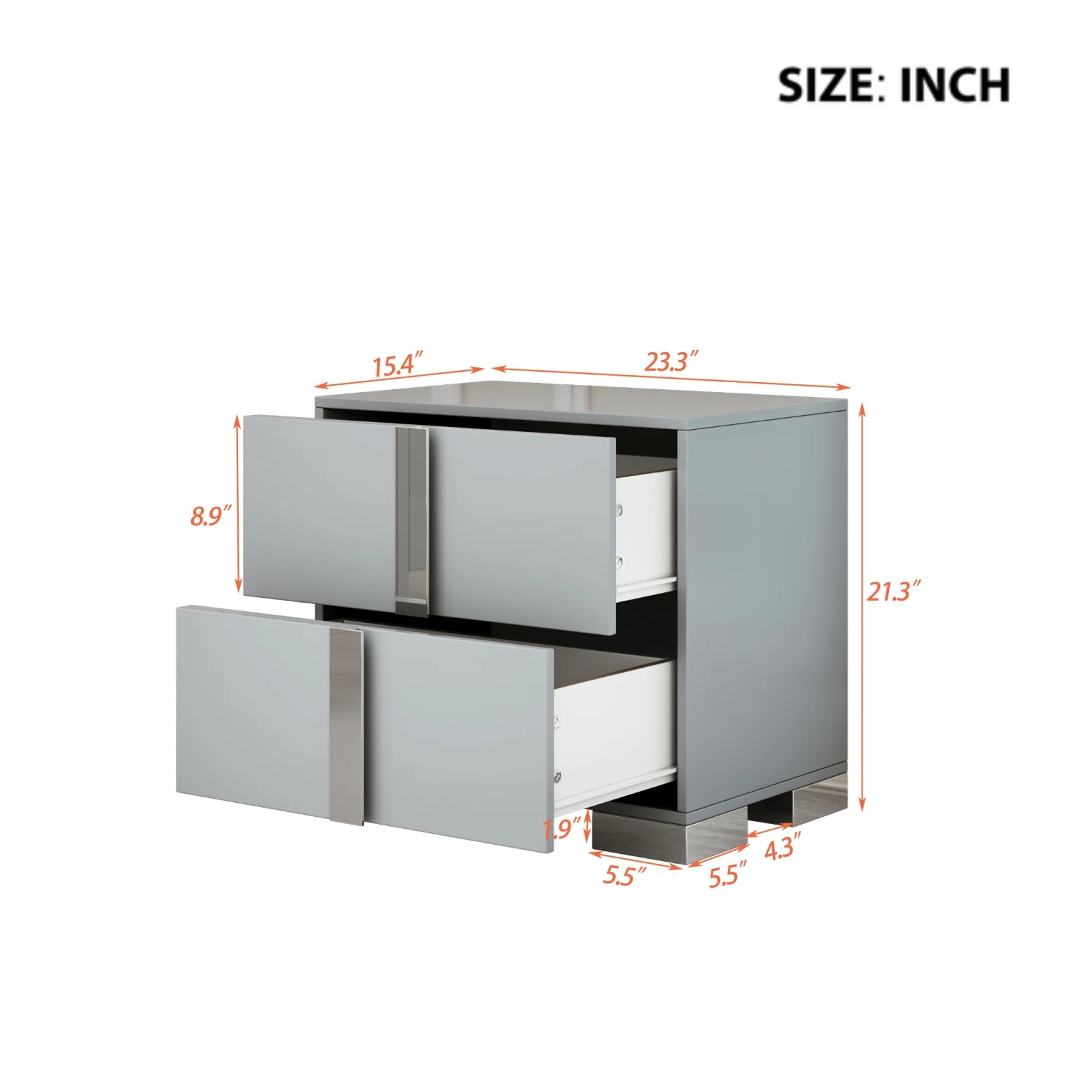 Elegant Nightstand with Metal Handle, Mirrored Bedside Table with 2 Drawers for Bedroom, Living Room, End Sofa Side Table for Living Room, Office, White - Image 17