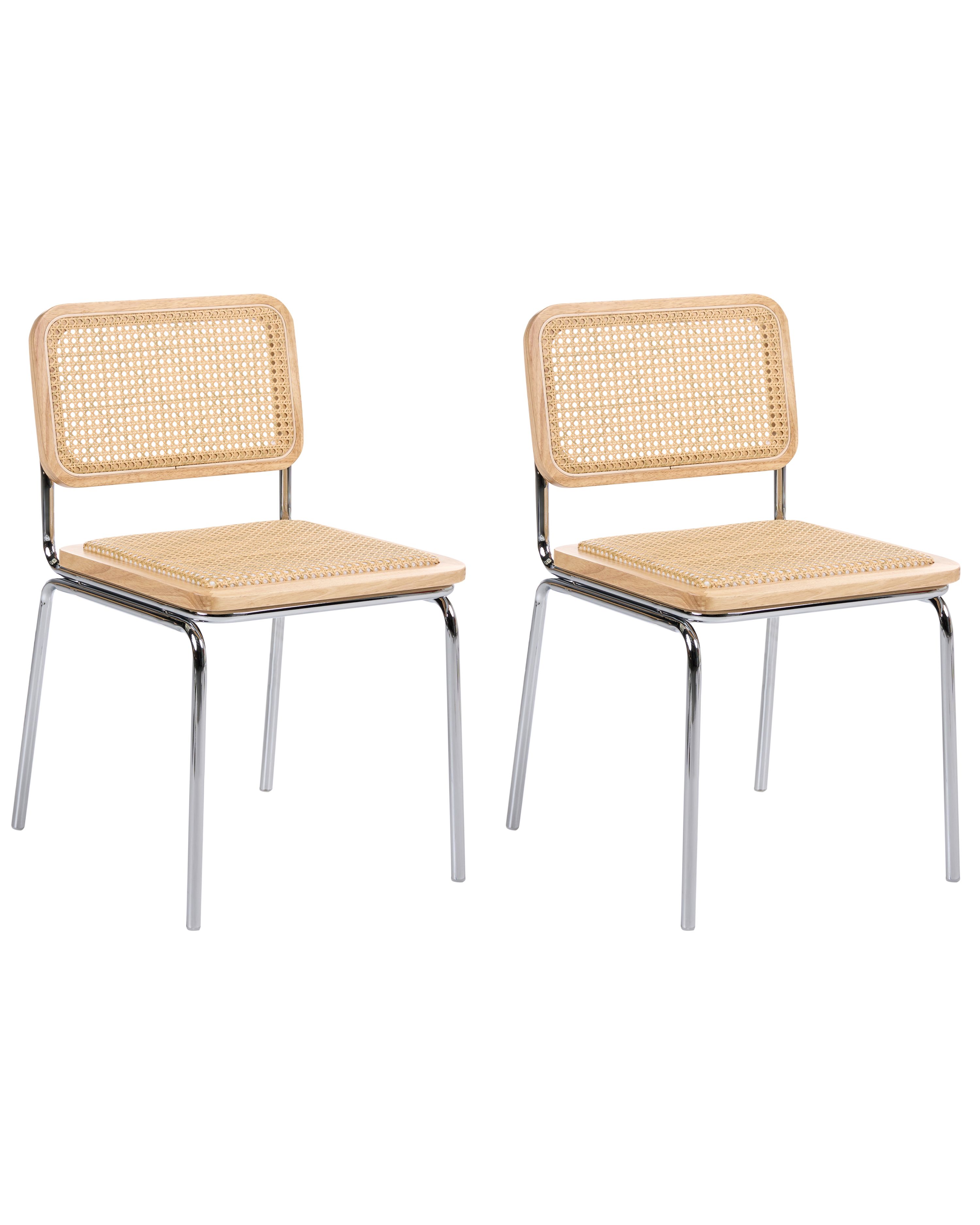 Set of 2 Dining Chairs CORVALLIS PE Rattan Light Brown