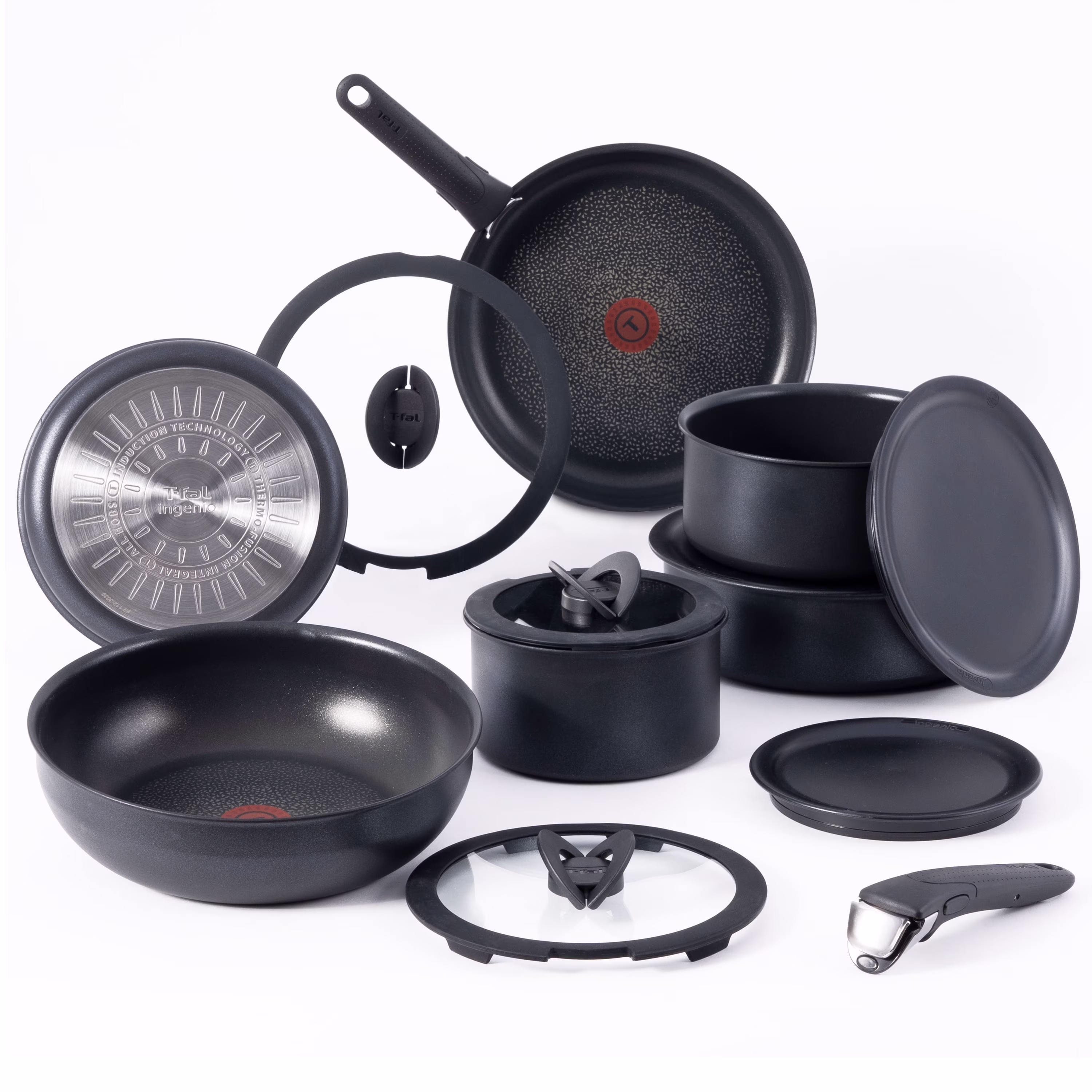 T-fal Ingenio Expertise Nonstick 14-Piece Cookware Set, Induction Oven Safe up to 500F, Detachable Handle, Onyx Black