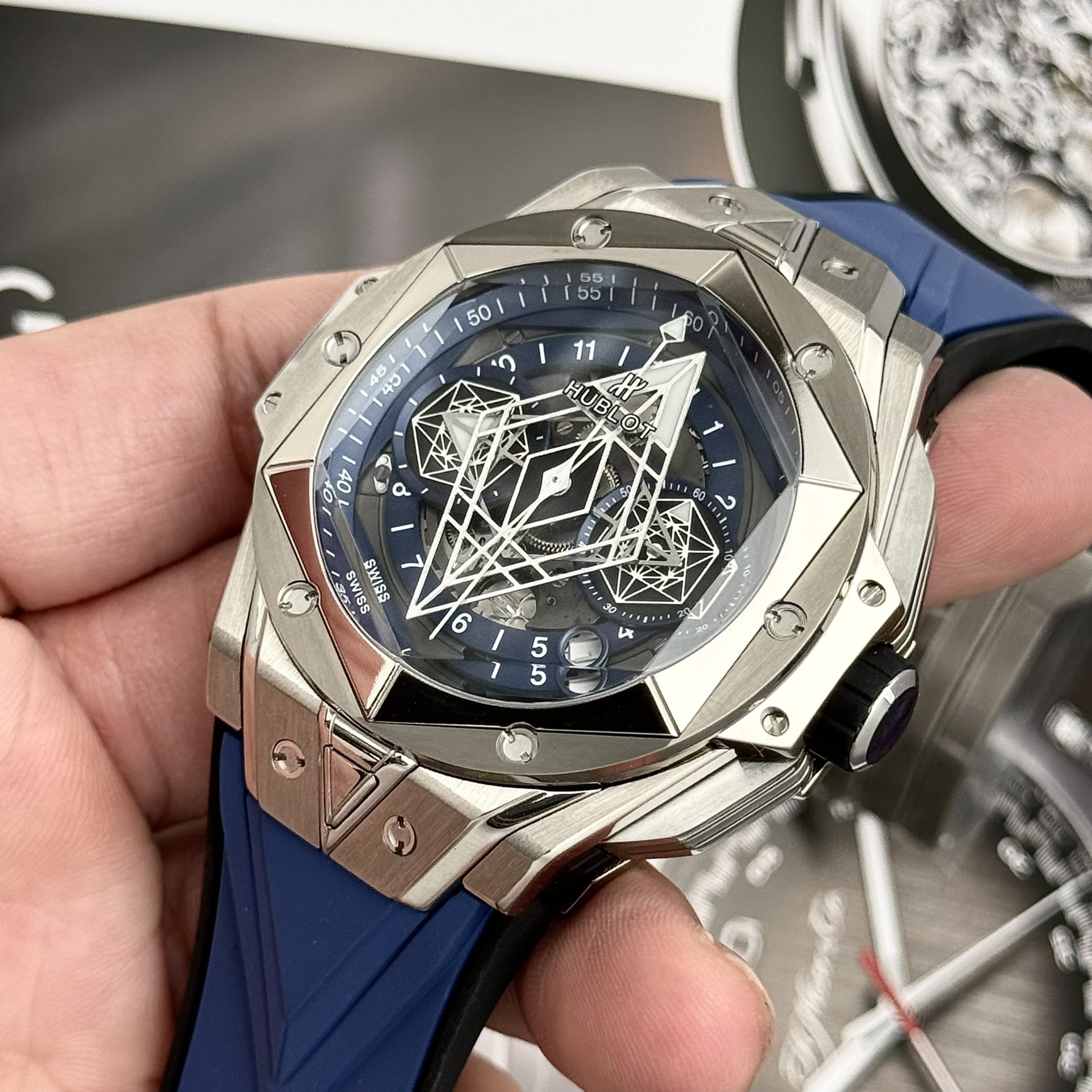 Hublot Replica Watch Big Bang Sang Bleu II Titanium Blue Dial BBF 45mm - Top club