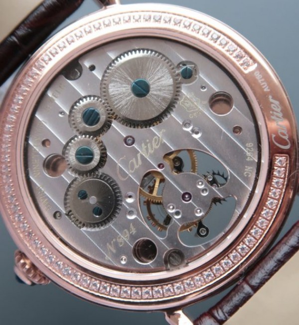 Replica Cartier Tourbillon RG Diamonds Dial Bezel Leather Strap - Top club