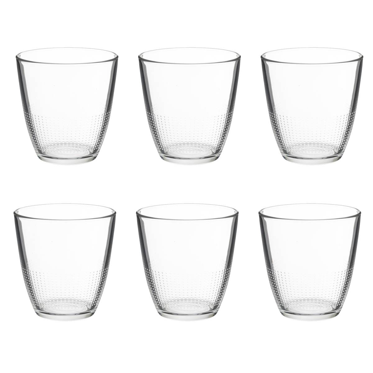 Set of 6 low tumblers 250 ml, Transparent
