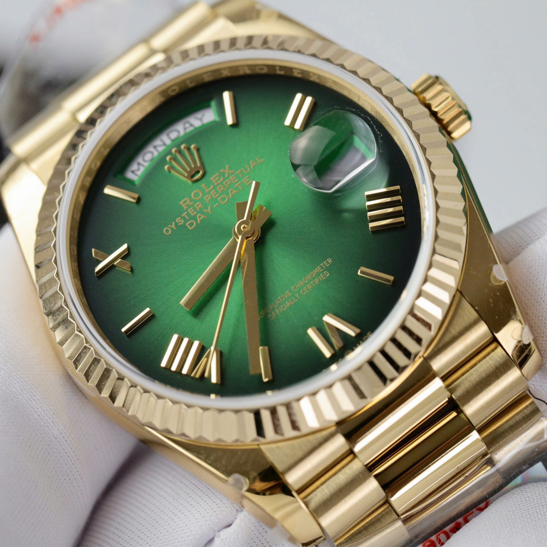 Rolex Day-Date 128238 Replica Watch Green Ombre Dial Weight 158gram QF 36mm - Top club