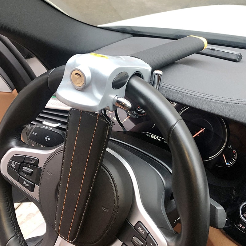 Robuust Stuurslot voor Auto met Drievoudig Vergrendelingssysteem – Verstelbaar en Beschermend Metalen Veiligheidsaccessoire
