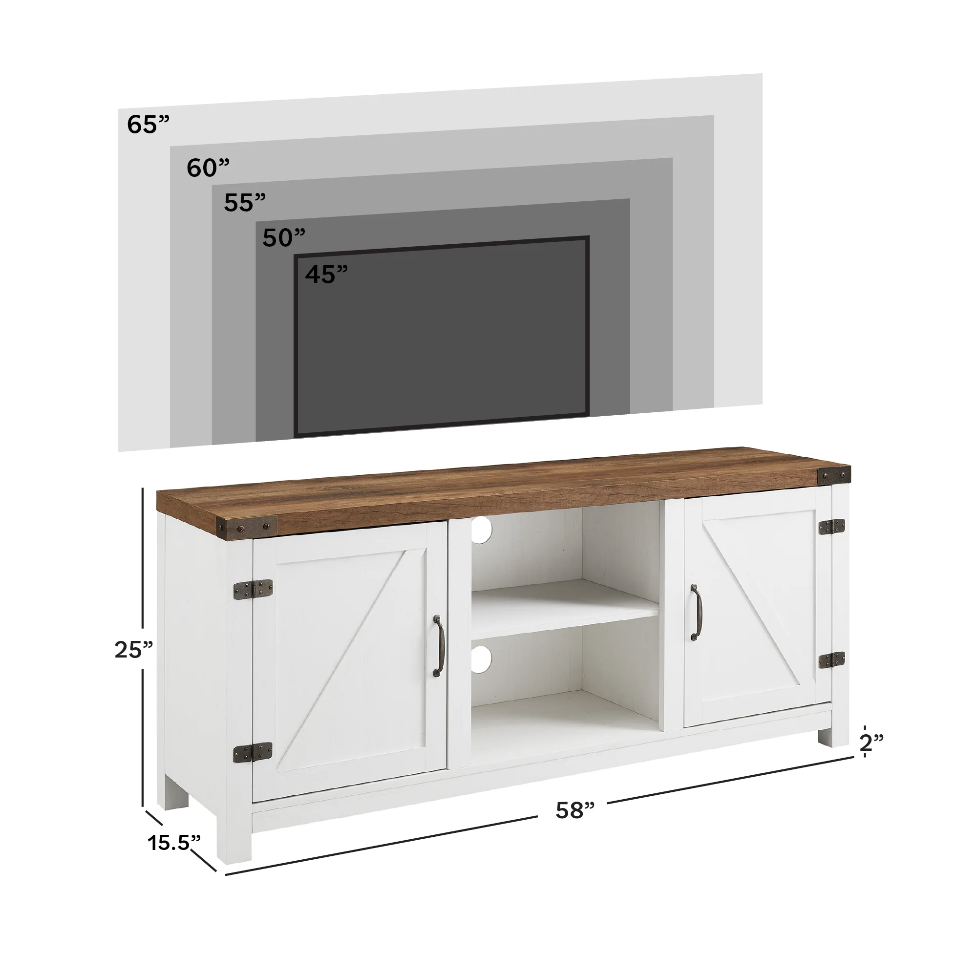 Walker Edison Modern Farmhouse Barn Door TV Stand for TVs up to 65", Grey Wash - Image 110