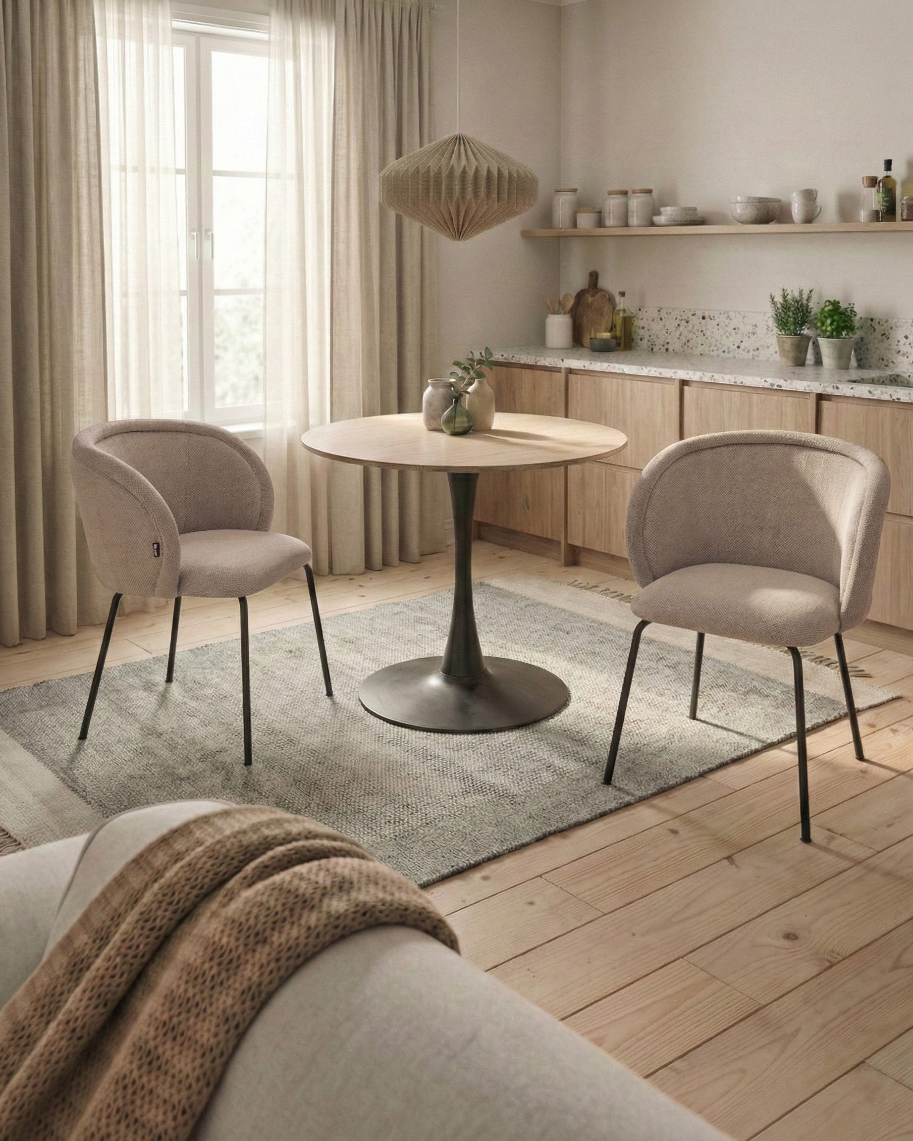 Set of 2 Dining Chairs SARASOTA Fabric Taupe