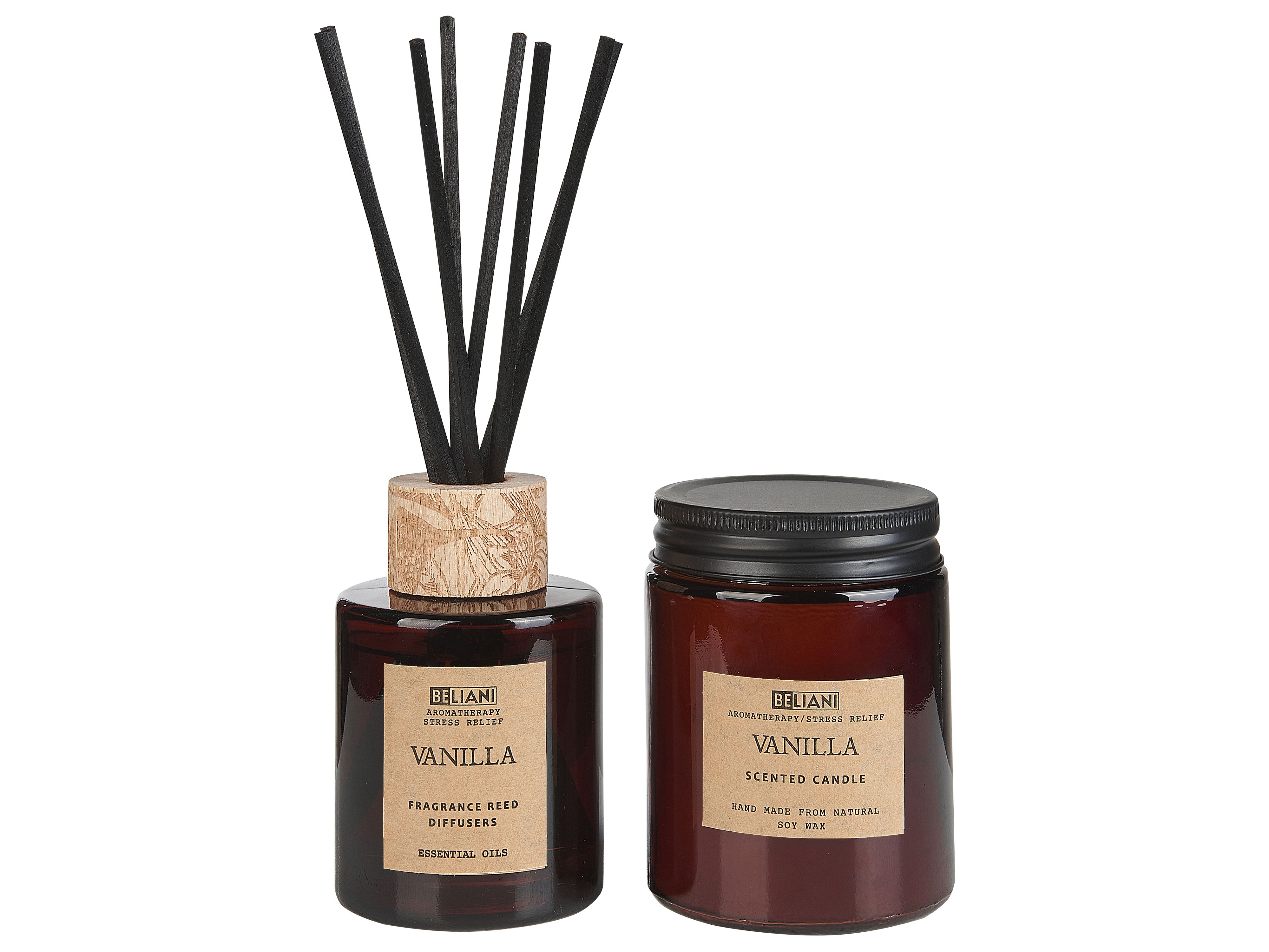 Scented Candle with Fragrance Reed Diffuser DARK ELEGANCE 9 cm Brown