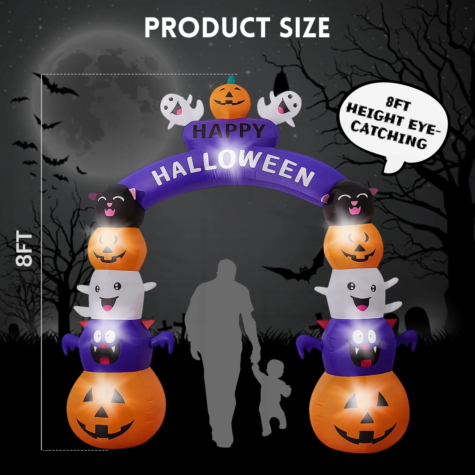 GVDV 8 FT Halloween Inflatables Archway Outdoor Decorations for Front Yard Lawn Garden Decor - Image 2 GVDV 8 FT Halloween Inflatables Archway Outdoor Decorations for Front Yard Lawn Garden Decor - Image 2
