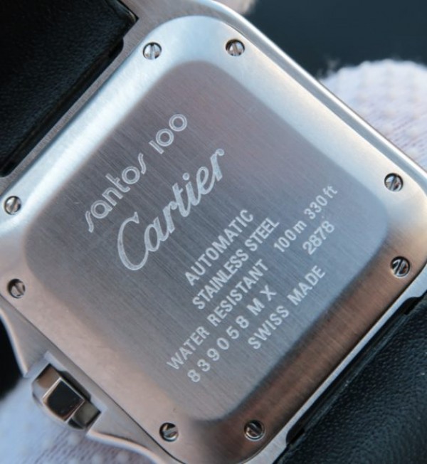 Replica Cartier V6 Santos 100 41mm White Dial Diamond Bezel Black Leather Strap A2824 - Top club