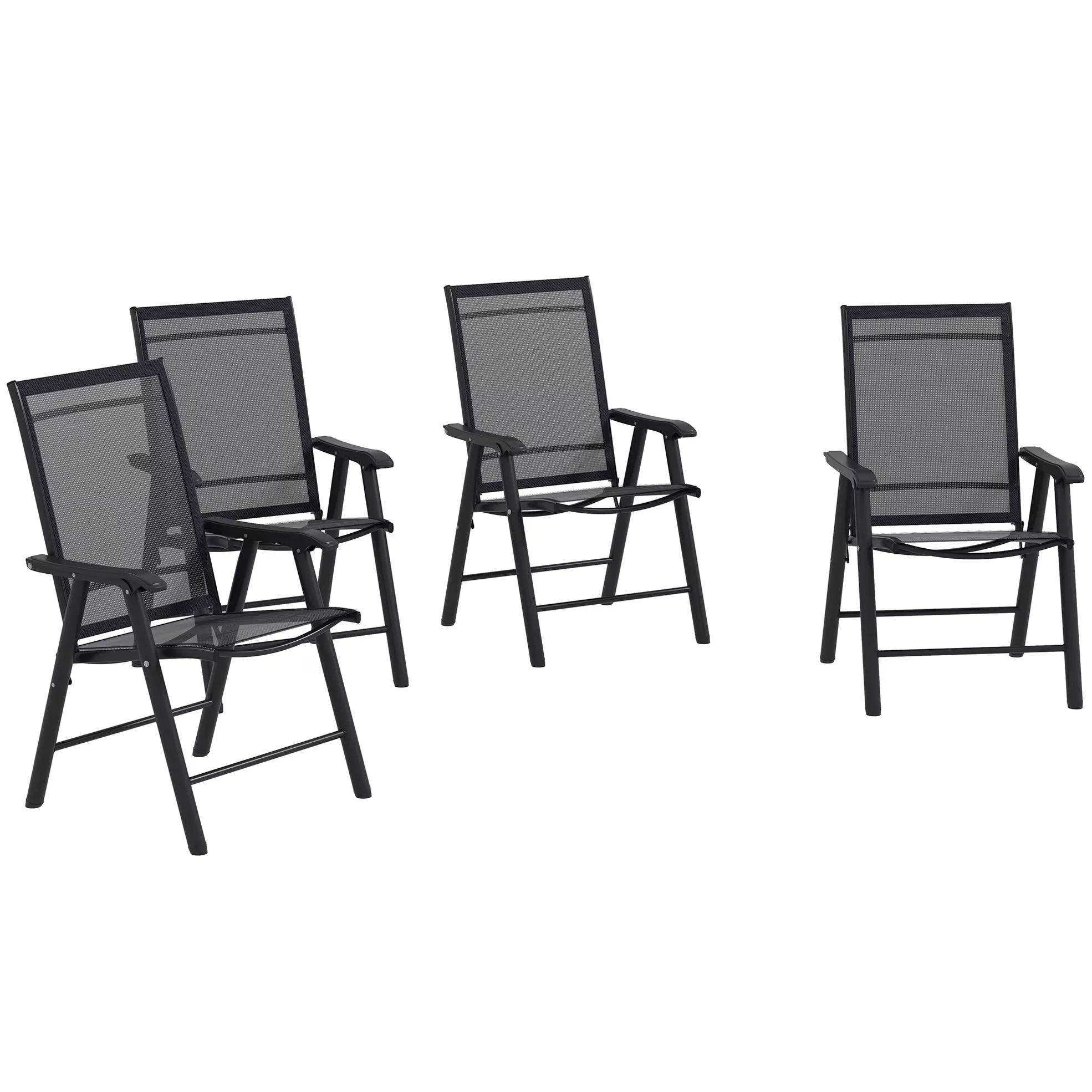 Patio Folding Stackable Outdoor Sling Chairs, 4 Count, Black - 22.87in L x 25.15in W x 37in H