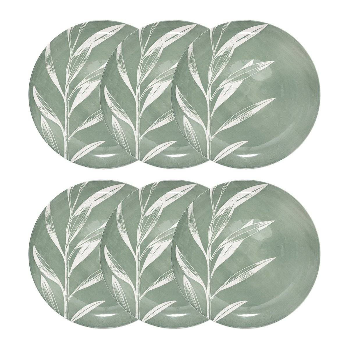 Set of 6 flat plates D.26.5 cm, Green