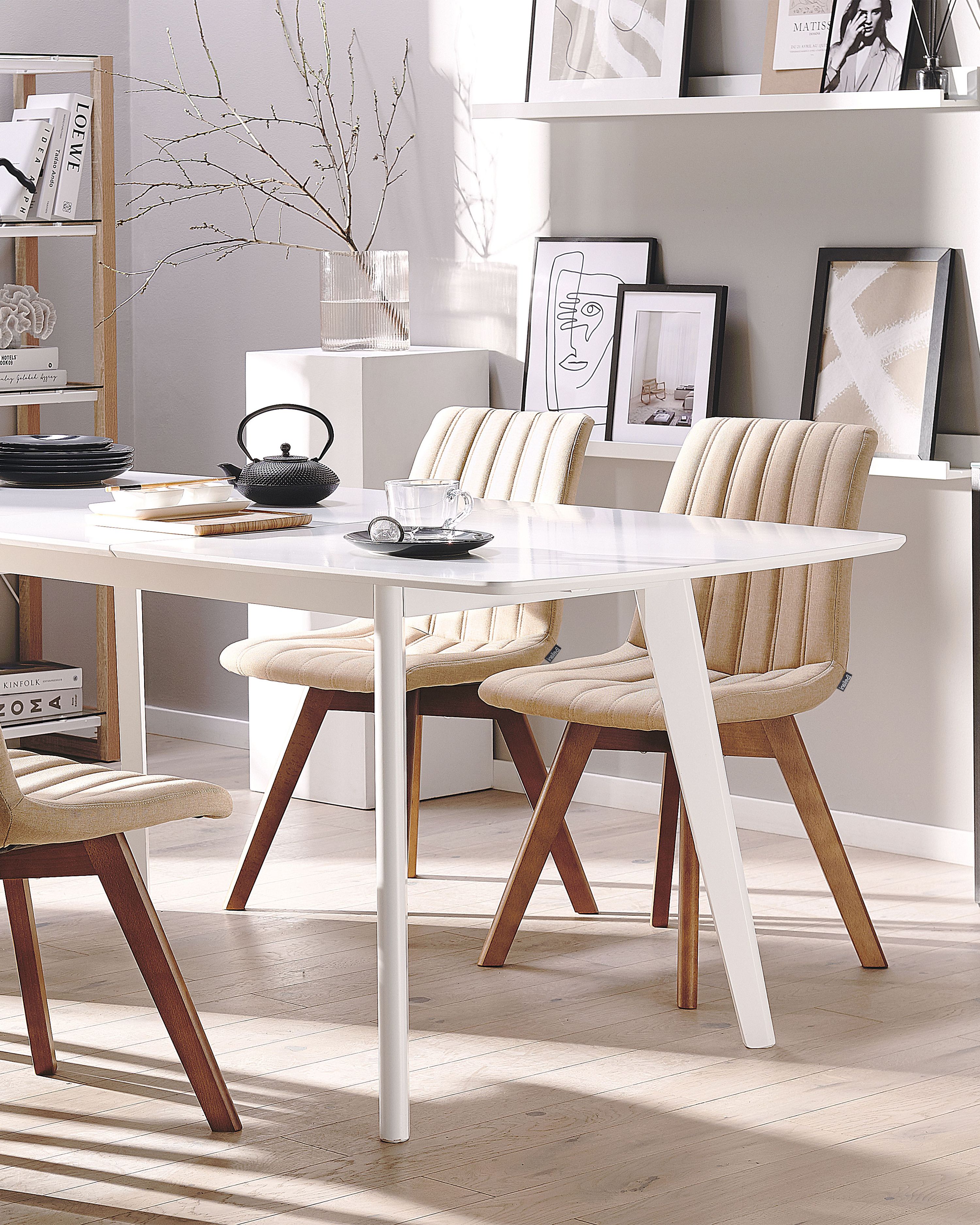 Set of 2 Dining Chairs CALGARY Fabric Sand Beige