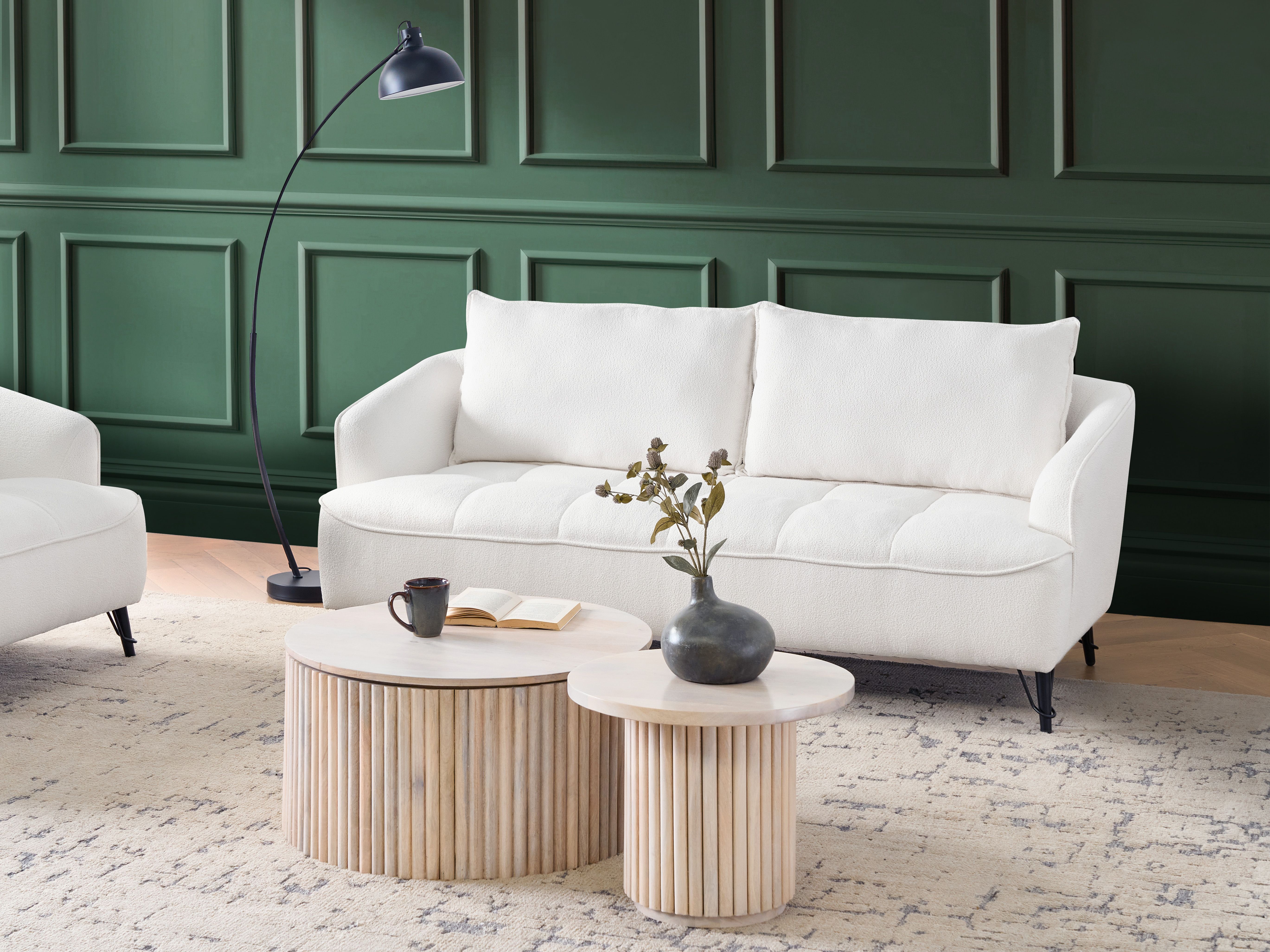 Sofa 3 Seater HOBRO Boucle White