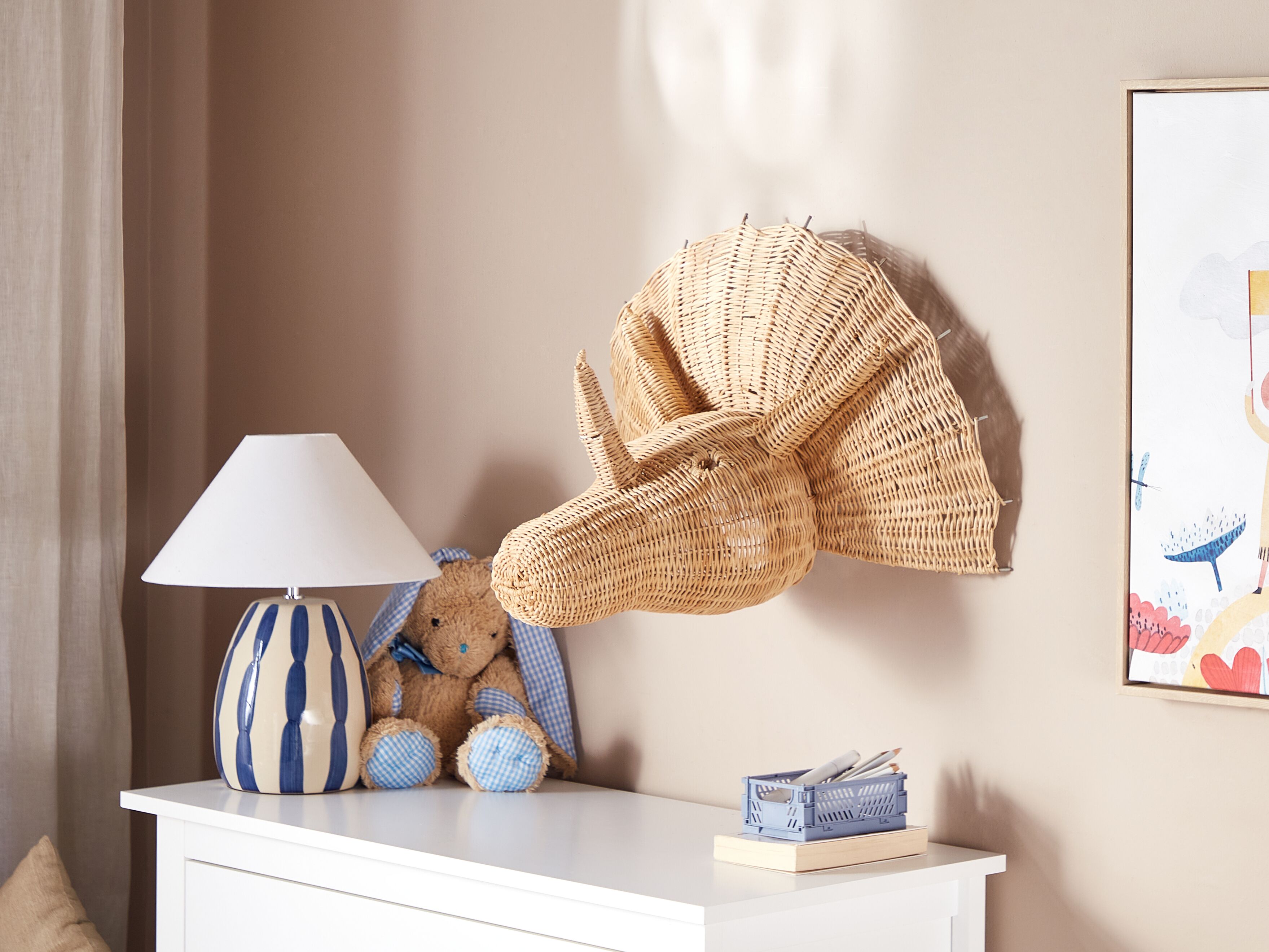 Wall Decor Dinosaur BIOKO Rattan 44 cm Natural