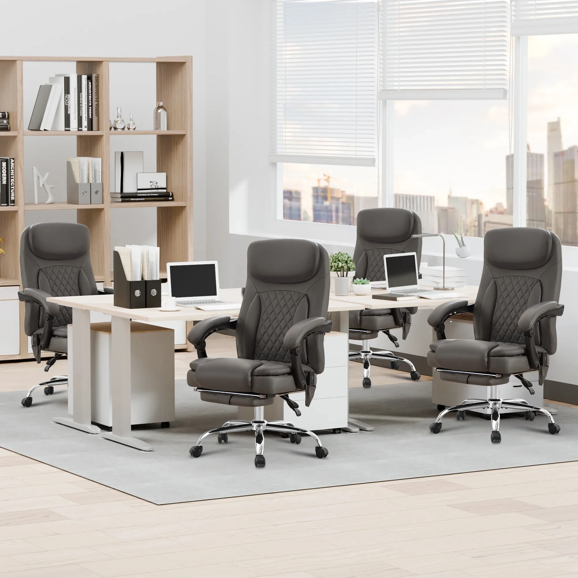 JONPONY Big and Tall Office Chair 500LBS Executive Office Chair Massage and Footrest Ergonomic Computer Desk Chair Reclining High Back Leather Office Chair Lumbar Back Support Swivel Rolling,Black - Image 45