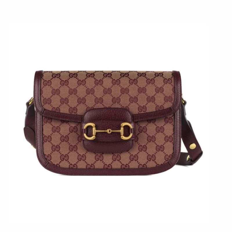 Replica Gucci Horsebit 1955 Small Bag 602204 In Burgundy Gg Canvas1:1High-quality replica