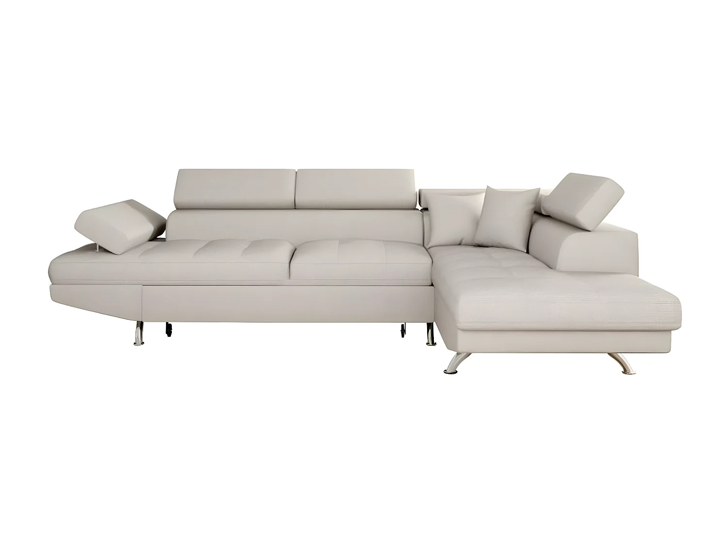 Canapé d'angle convertible droit avec coffre de rangement en tissu