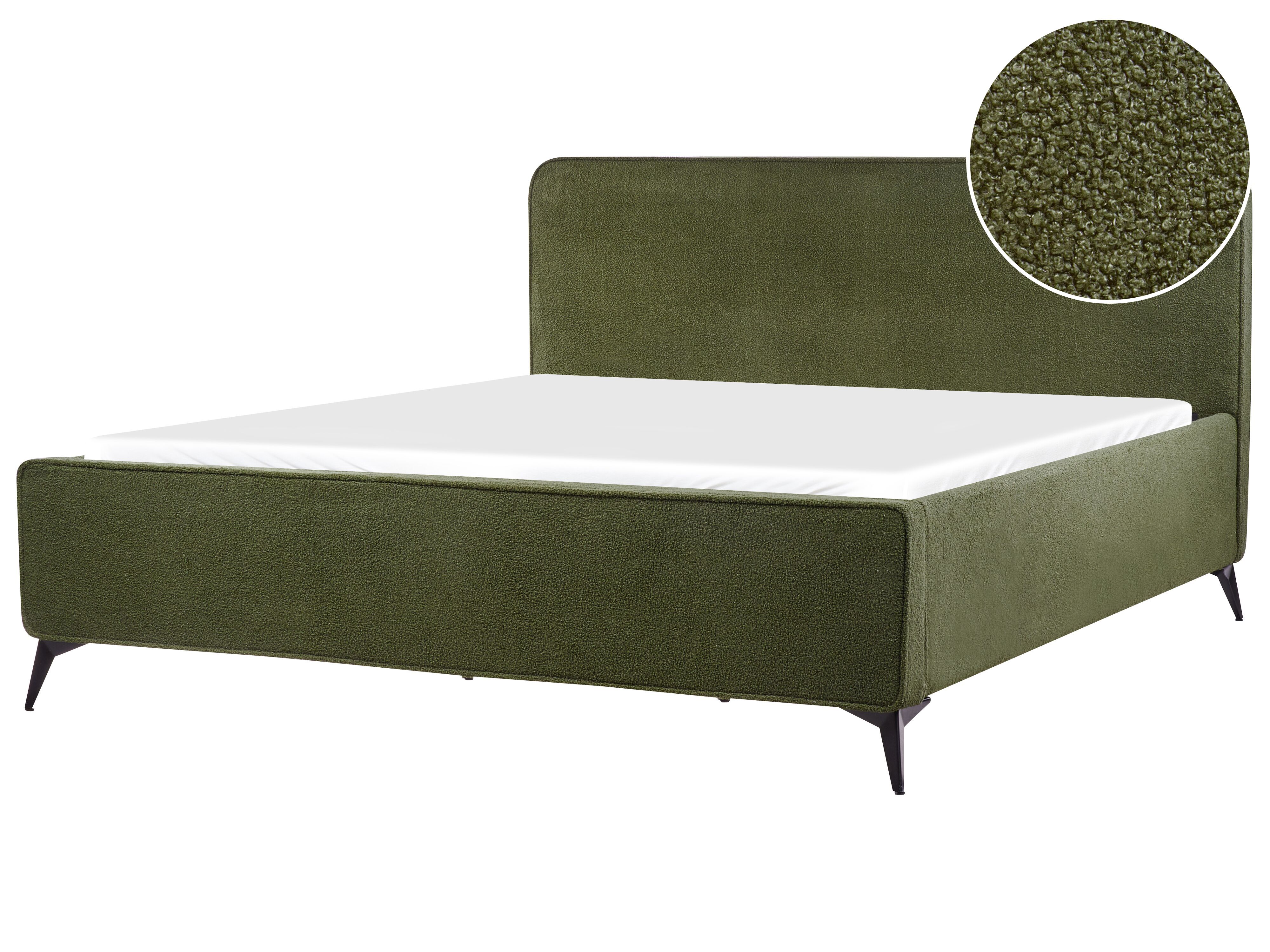 Bed Boucle VALOGNES 180 x 200 cm (EU Super King) Dark Green