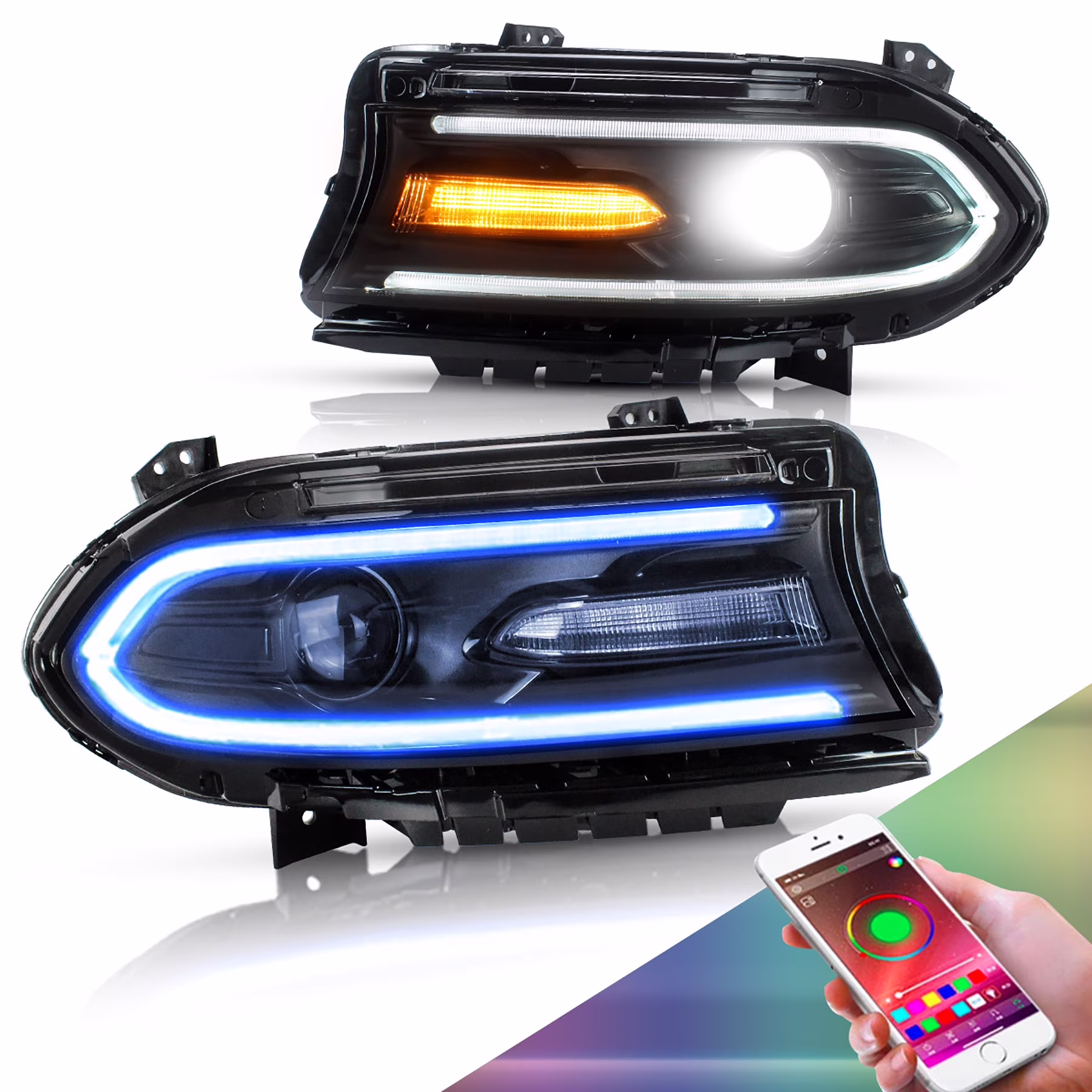 VLAND for Dodge Charger 2011 2012 2013 2014 Dual Beam Projector Headlights Replacement Assembly - Image 7