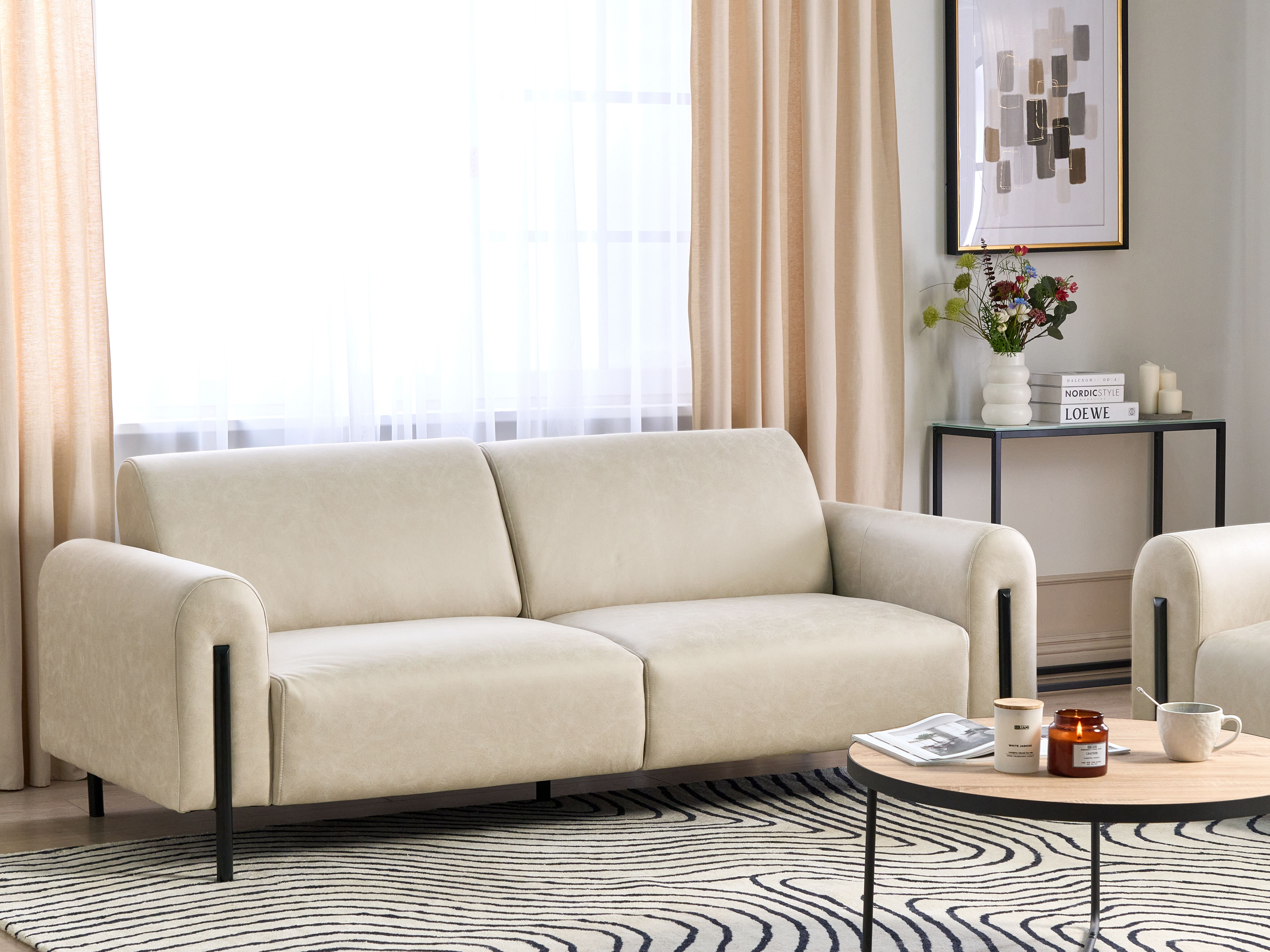Sofa 3 Seater ASKIM Fabric Beige