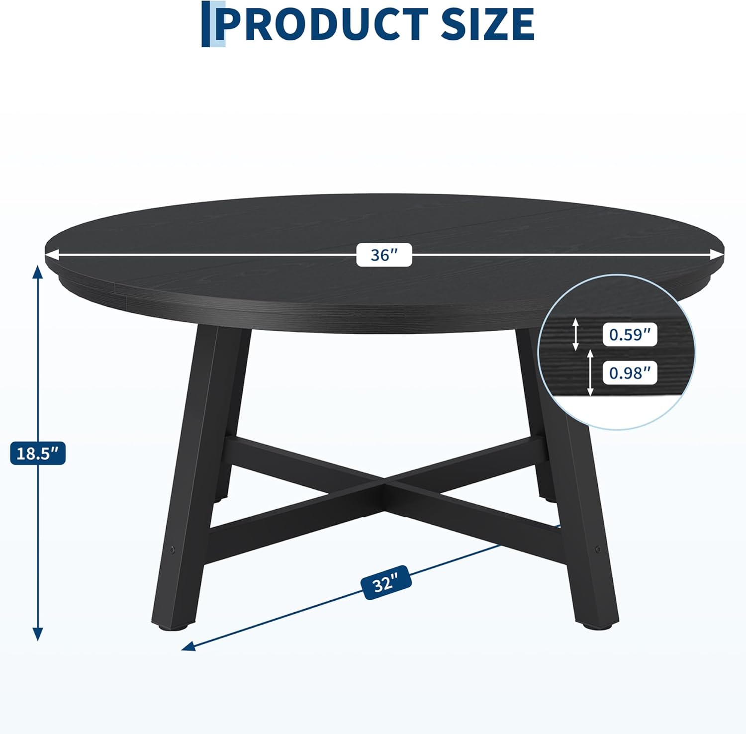 GarveeHome Round Coffee Table 36