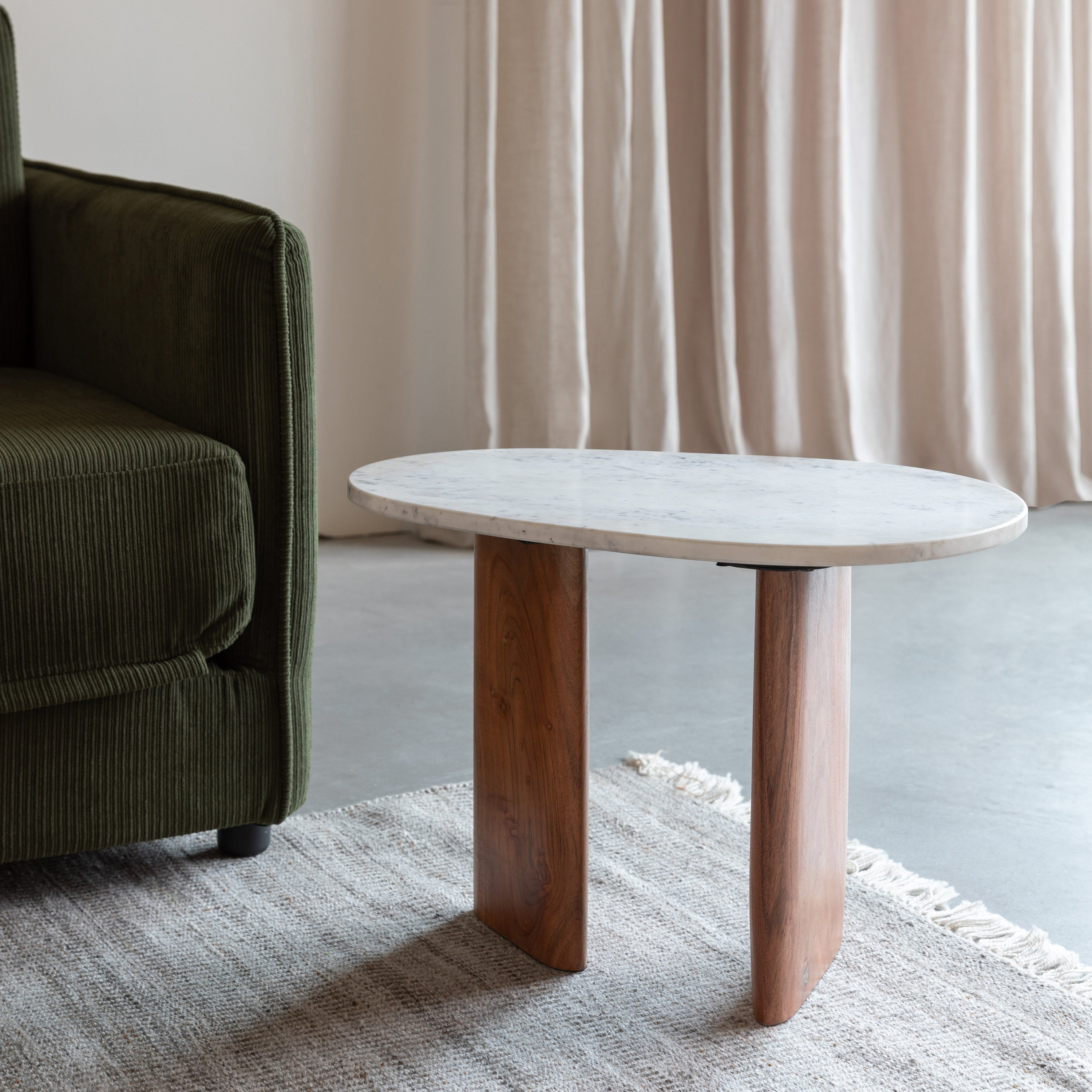 Blokker Serenity Bijzettafel Marmer en Acaciahout - Wit
