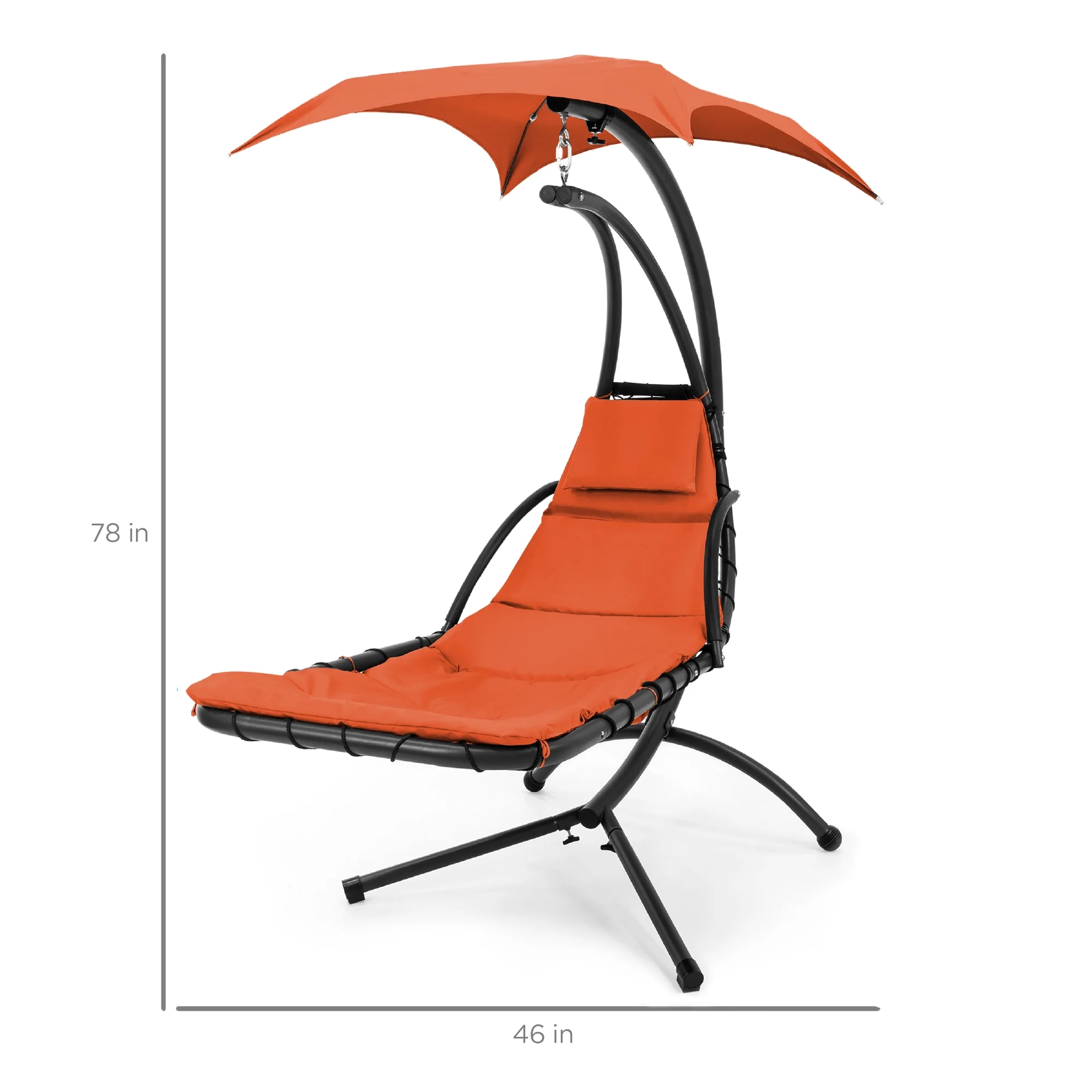 Best Choice Products Hanging Curved Chaise Lounge Chair Swing for Backyard, Patio w/ Pillow, Shade, Stand - Teal - Image 89