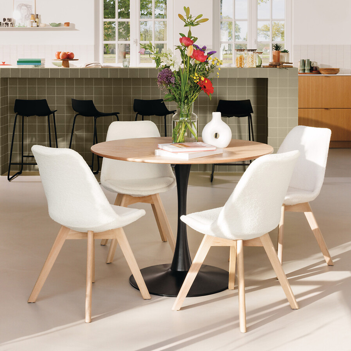 Set of 4 chairs "Baya" Beech, beige