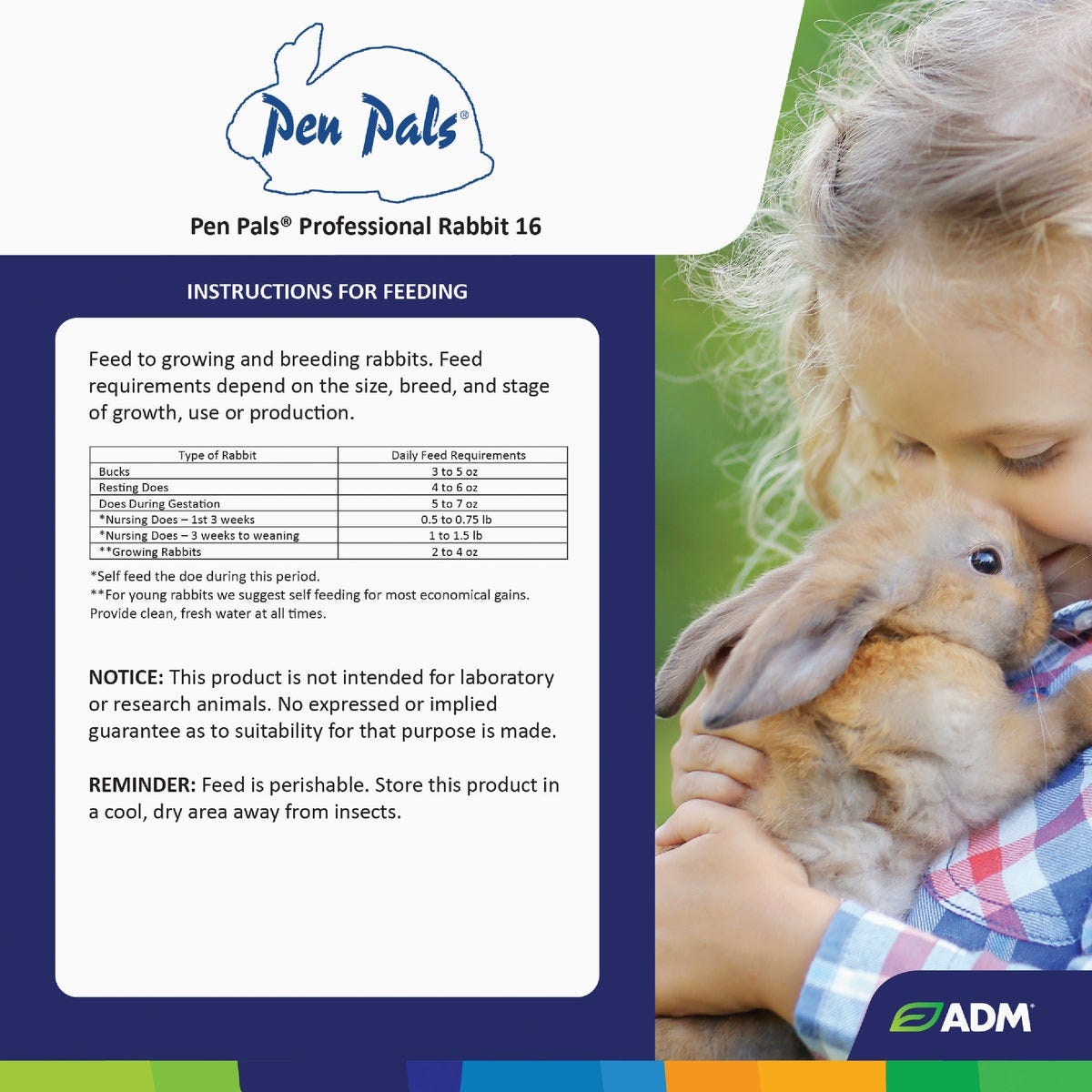 ADM Pen Pals 25 Lb. Rabbit Food Pellets