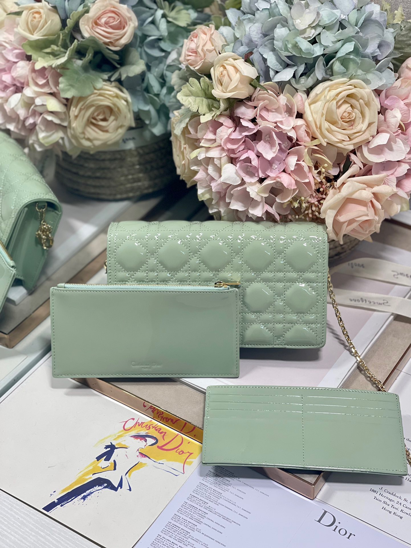 Christian Dior Lady Dior Pouch Seafoam, For Women, Women’s Handbags 8.5in/21.5cm CD1:1High-quality replica