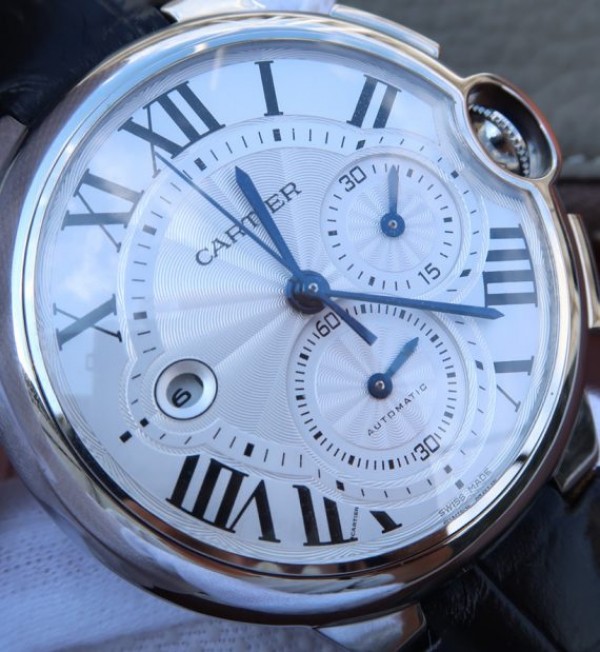 Replica Cartier Ballon Bleu De Cartier Chrono SS White Dial A8101 - Top club