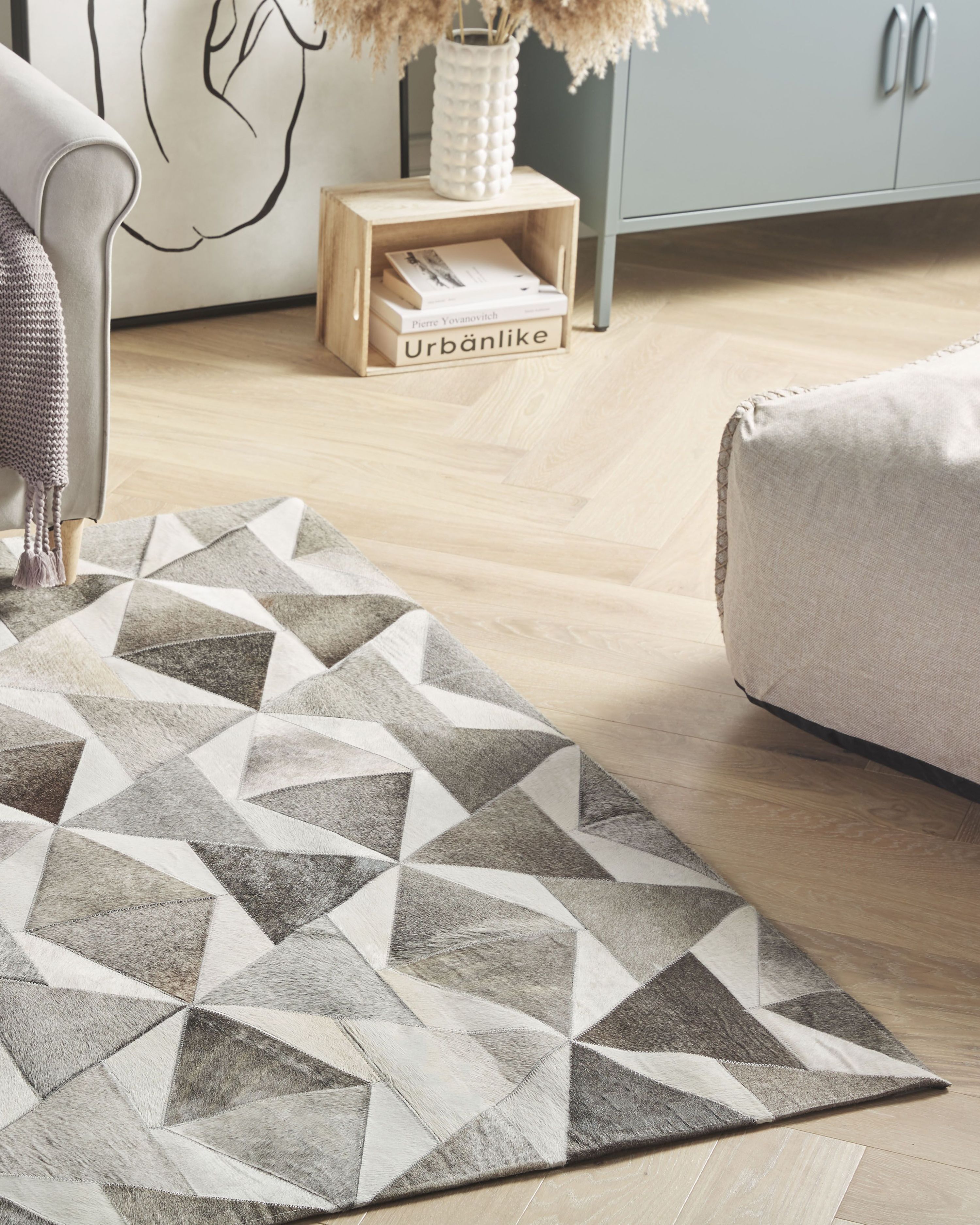 Rug ALAKA Grey 160 x 230 cm Leather