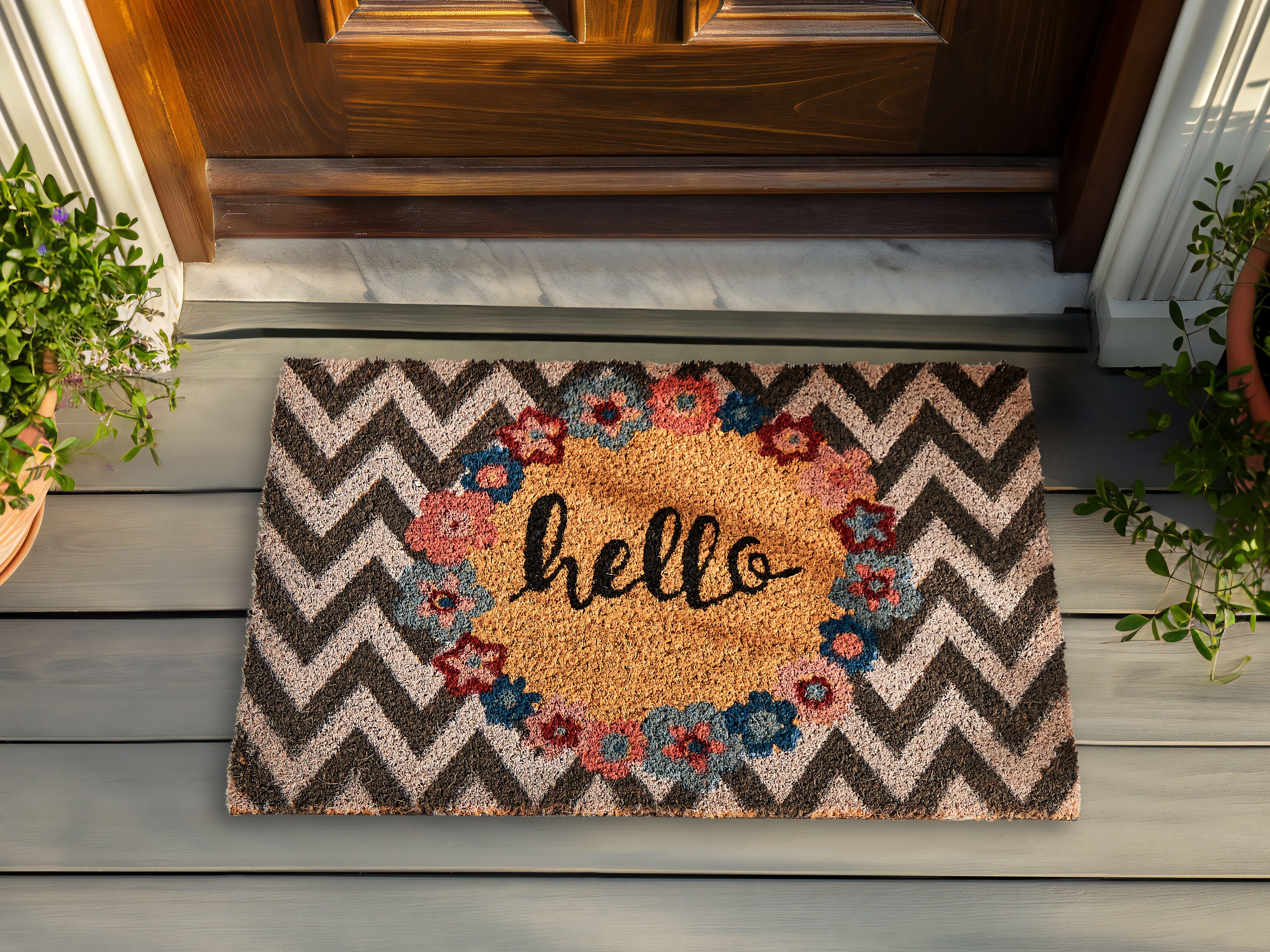 Doormat TAHAN Multicolour 40 x 60 cm Text Coir
