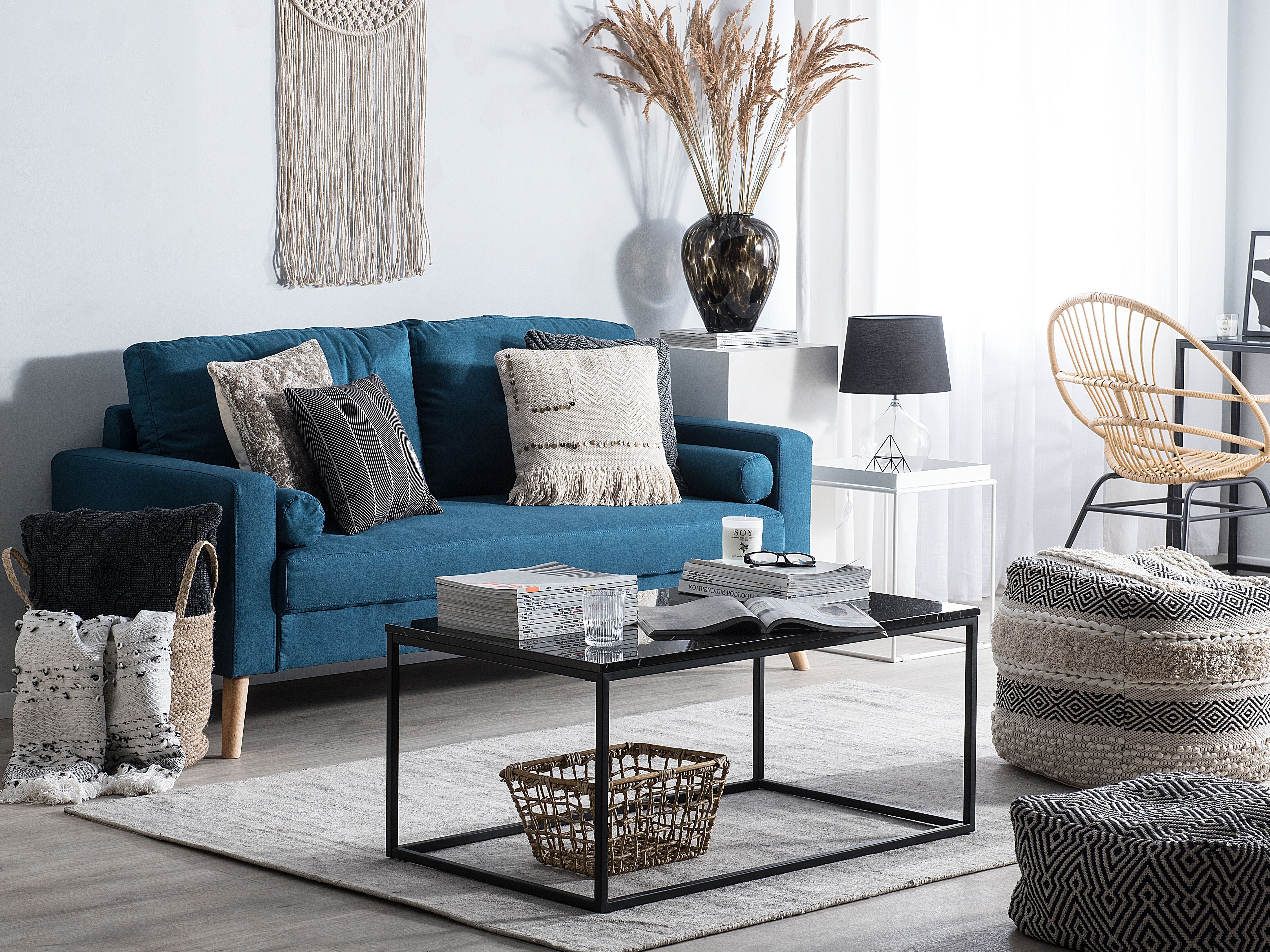 Sofa 2 Seater KALMAR Fabric Sea Blue
