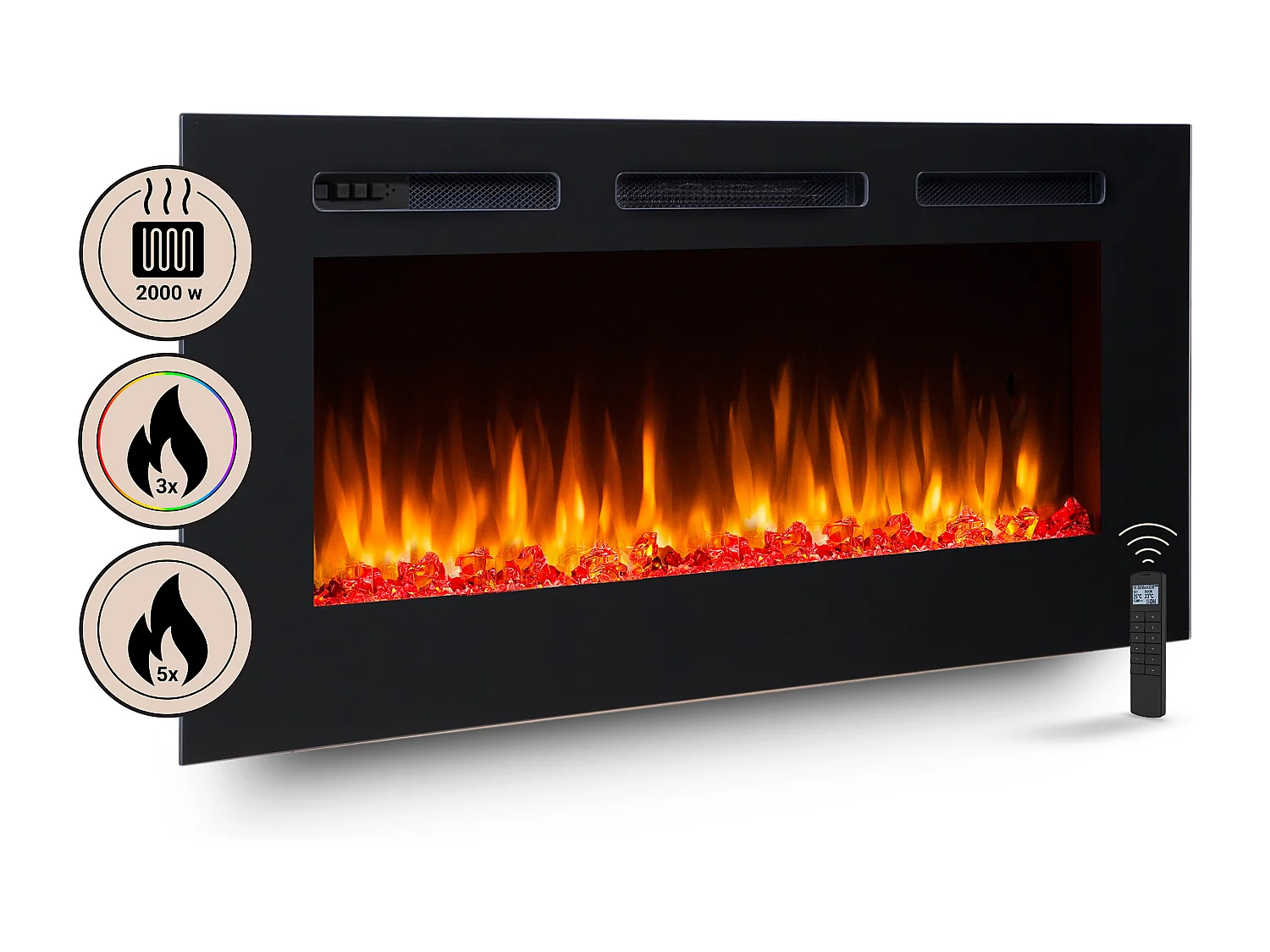 Cheminée électrique BALDERIA Fiamma 48 - Cheminée encastrable - Noir