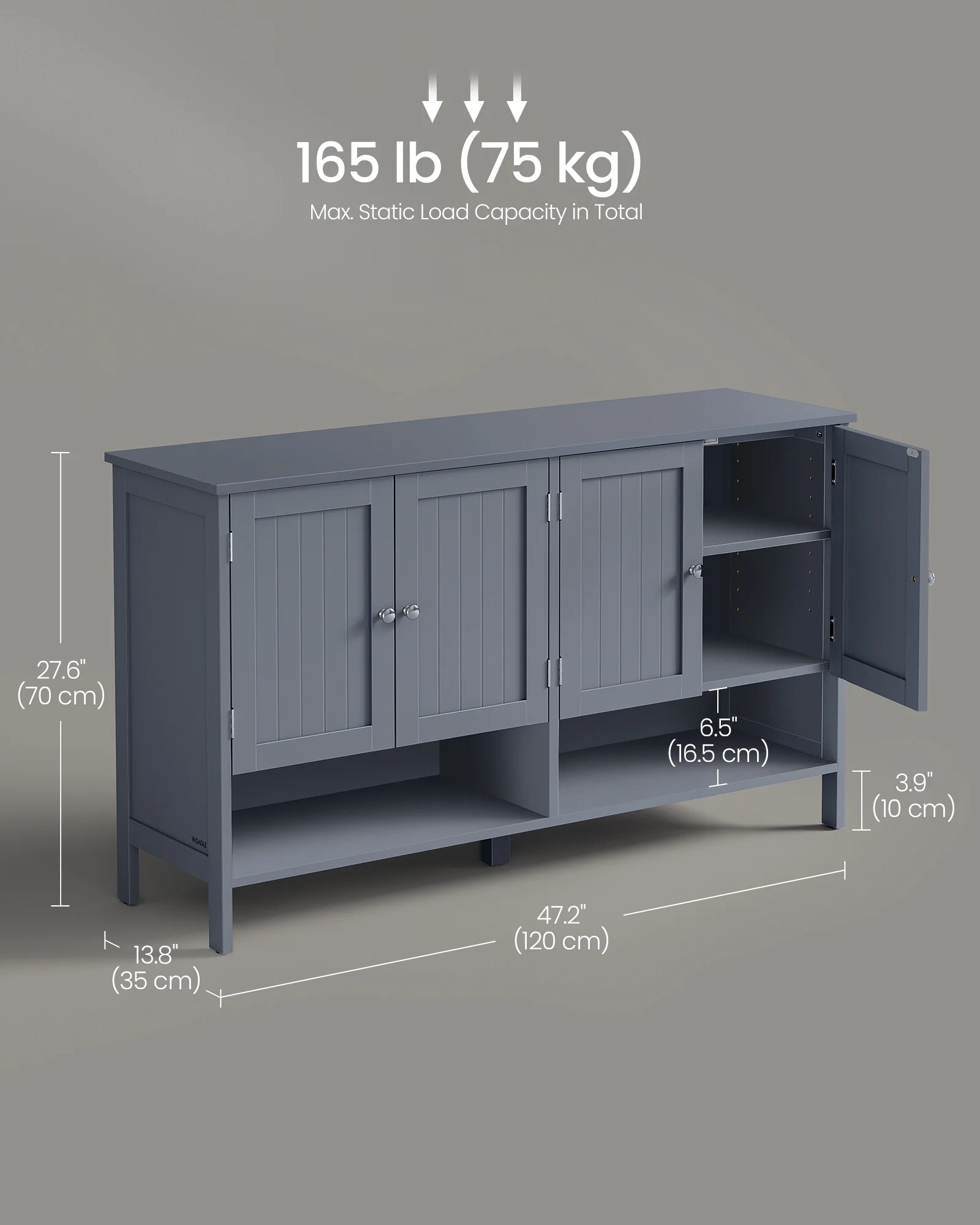 Shoe Cabinet, 3-Tier Shoe Storage Organizer, shoe shelf, Modern Country Cabinet,Freestanding Cabinet with Height-Adjustable Shelf, 13.8 x 47.2 x 27.6 Inches, Entryway, CloudWhite - Image 14