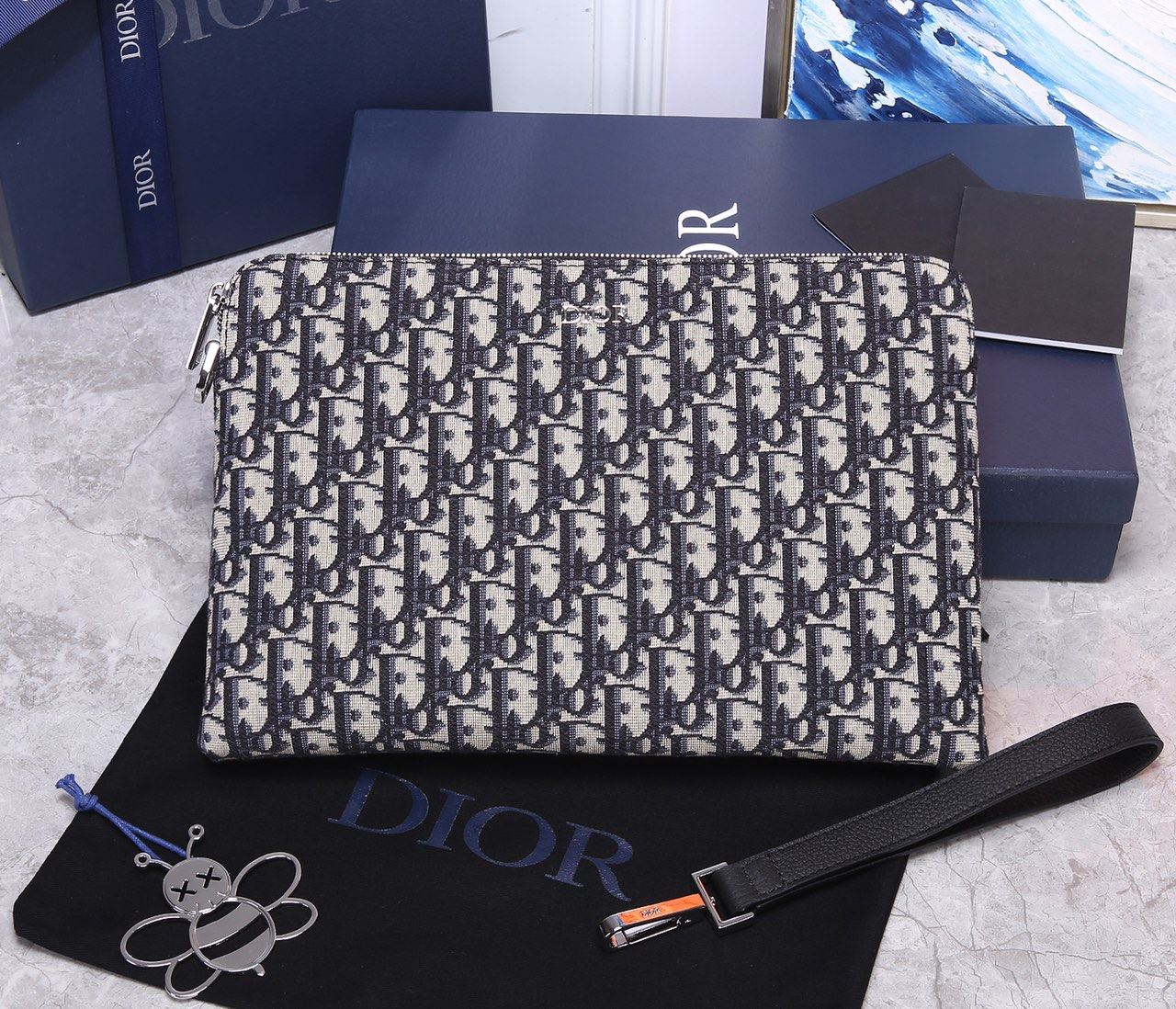 Oblique Jacquard Pouch Black/BeigeFor Women‎ 12in/30cm CD 2OBCA251YSE_H03E1:1High-quality replica