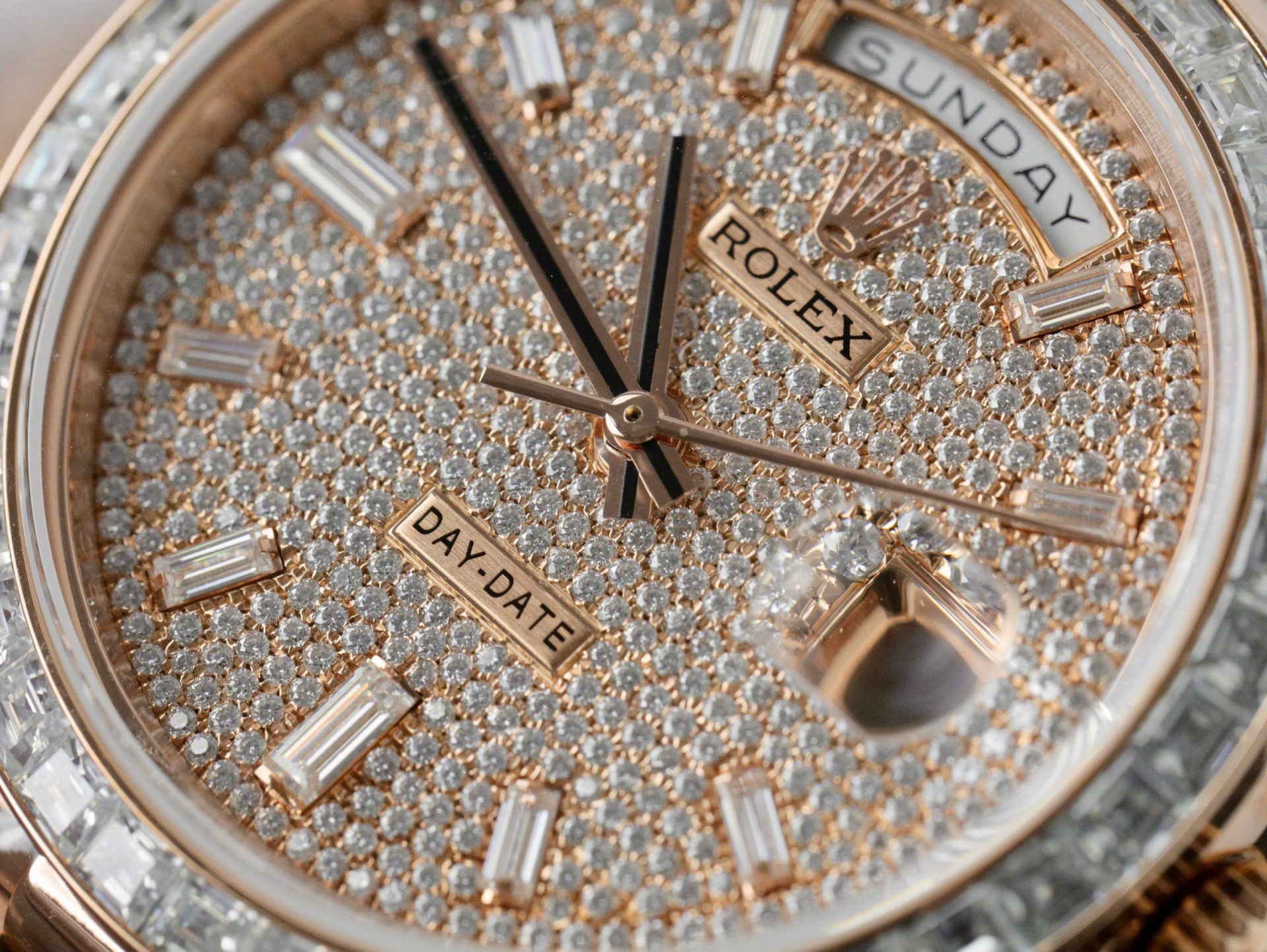 Rolex Day-Date Gold Wrapped + Moissanite Baguette Diamonds Replica Watch GMF 40mm - Top club