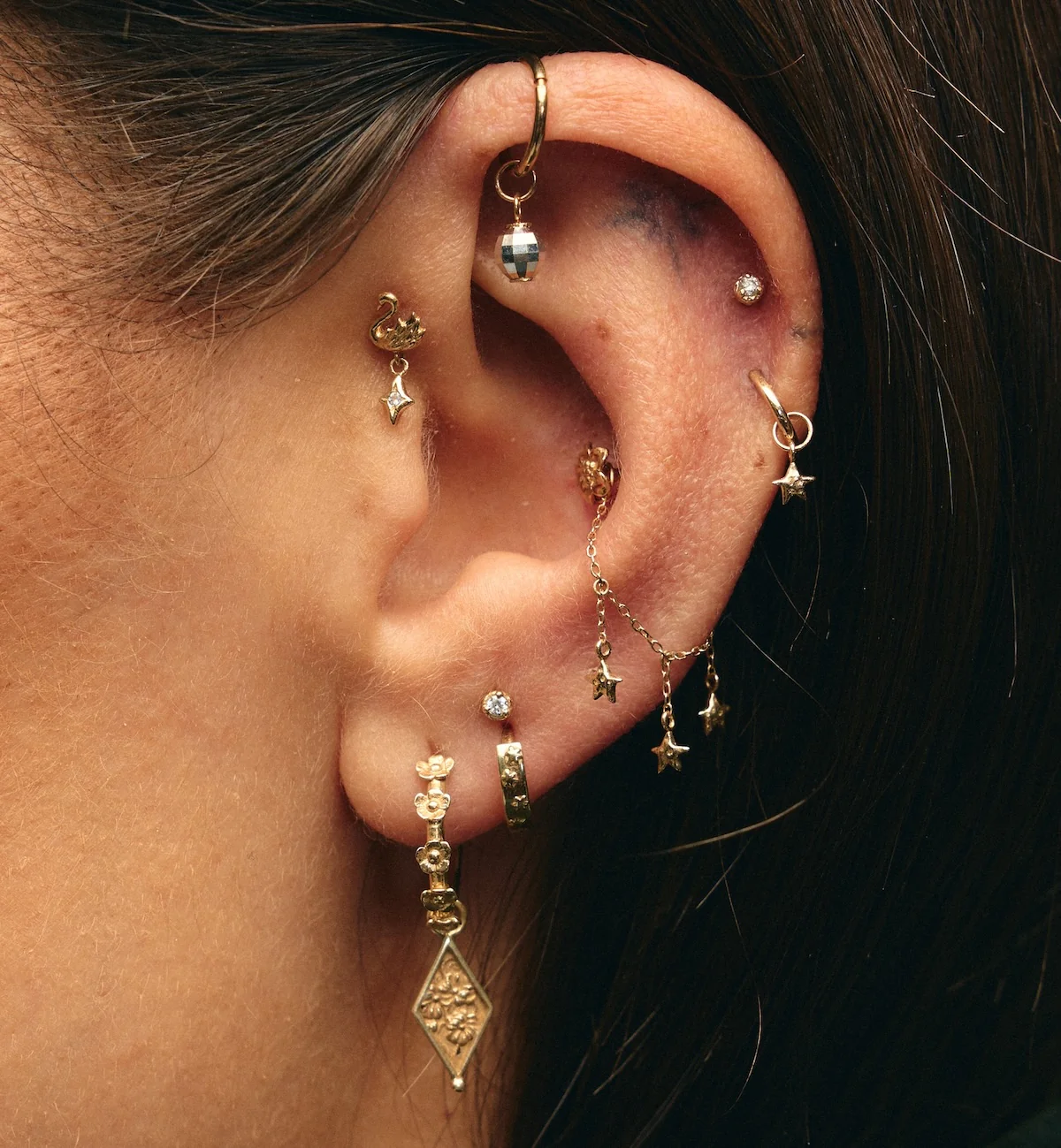 Celestial Drift Piercing Charm 14K