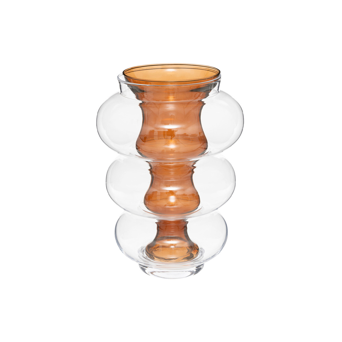 Vase "Double" Atmosphera x matali crasset Glass, Amber, H.36 cm