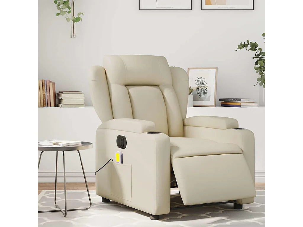 Fauteuil inclinable électrique-Fauteuil de massage pour Salon crème similicuir SHL2890