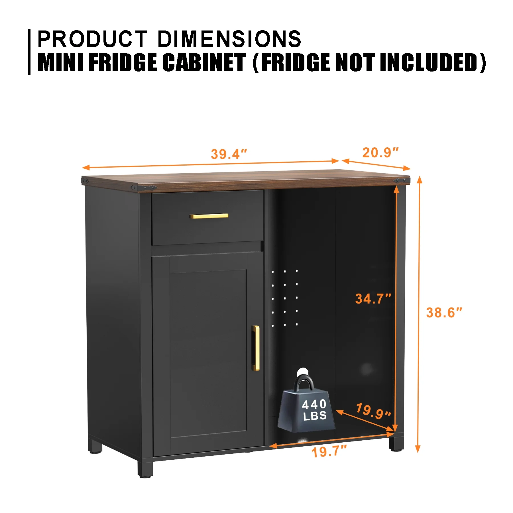 Coffee Bar with Mini Fridge Space, Mini Fridge Cabinet Stand for Dorm, Kitchen or Office - Image 6